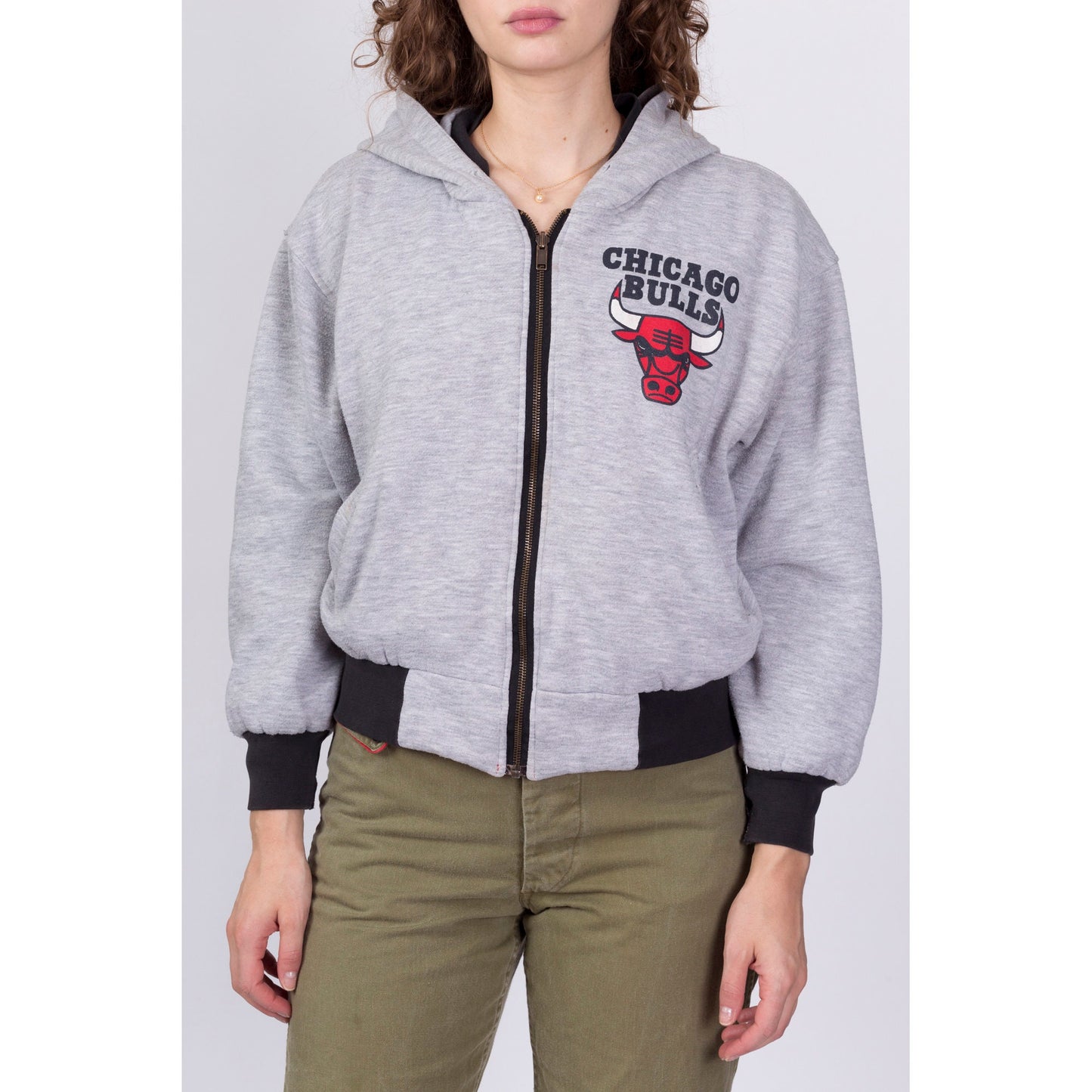 90s Chicago Bulls Reversible Hoodie - Petite Medium 