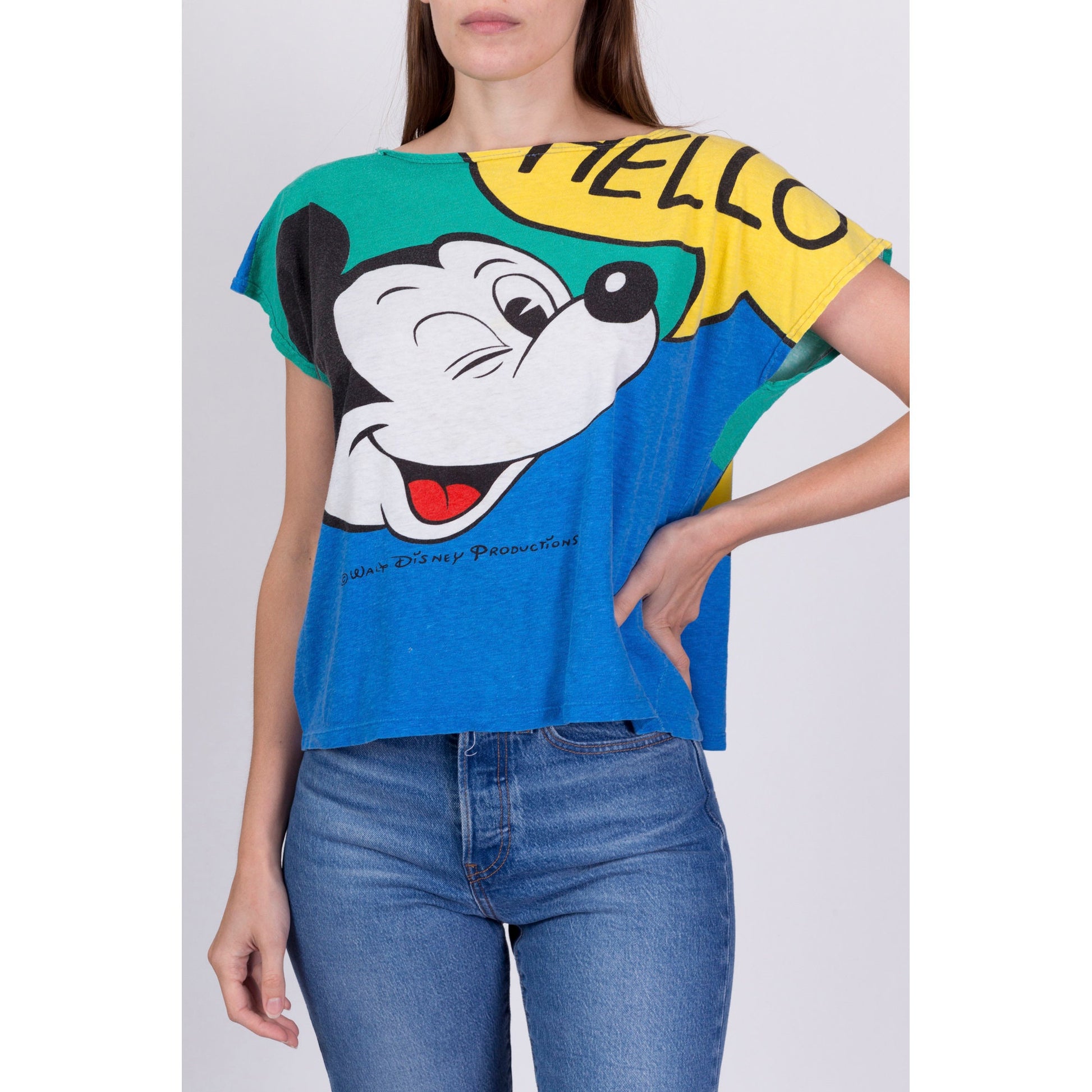 80s Mickey Mouse All-Over Print T Shirt - One Size 