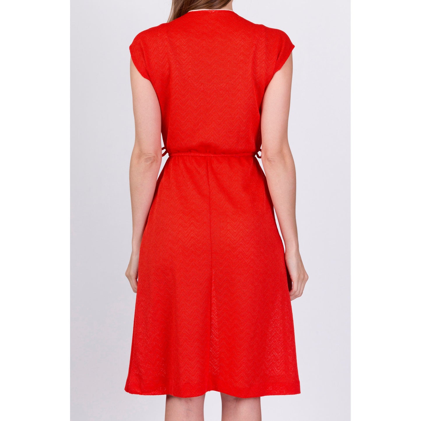 70s Red Knit Mini Dress - Small 