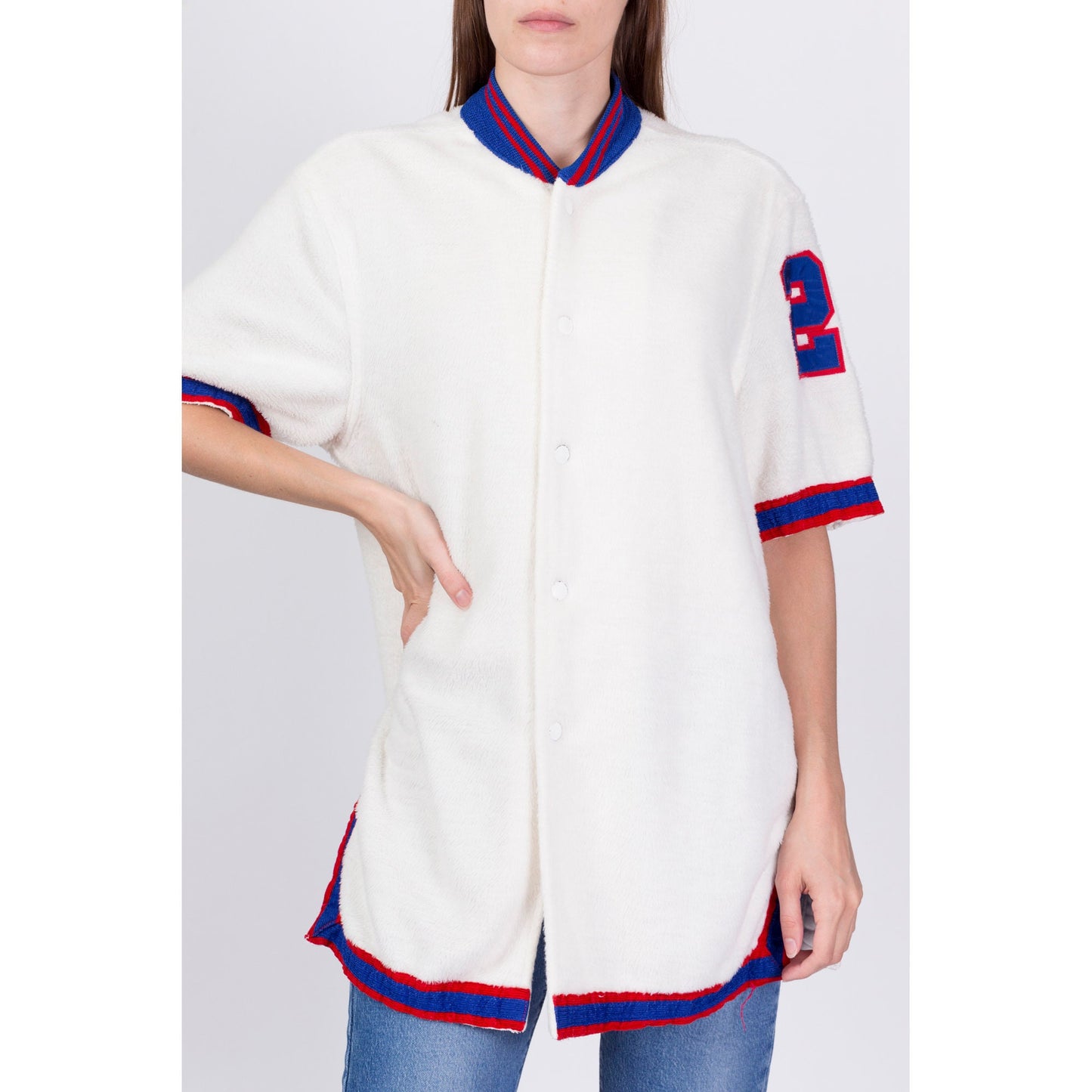 1960s Baseball Fleece Jersey Shirt - Men's Large 