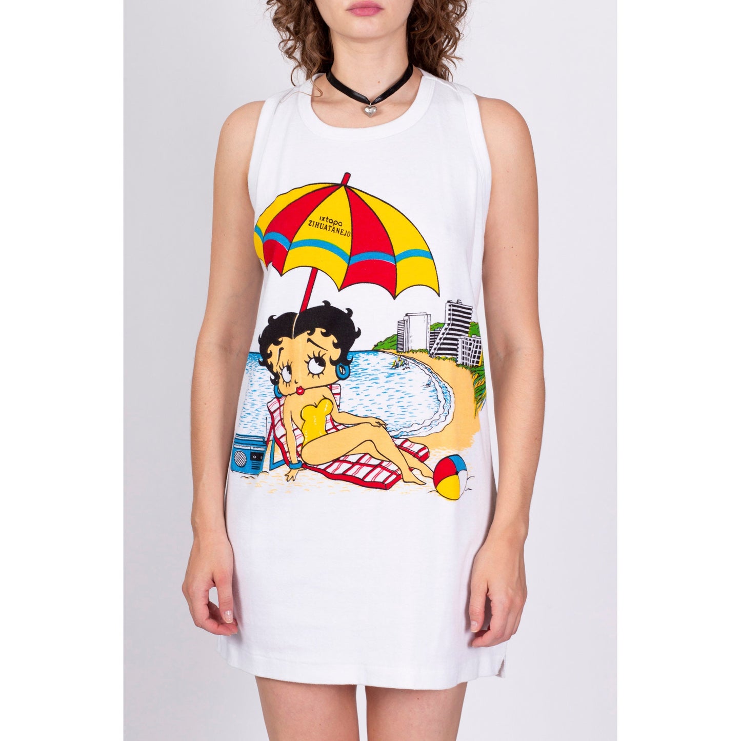 90s Betty Boop Beach Tank Dress - Large 