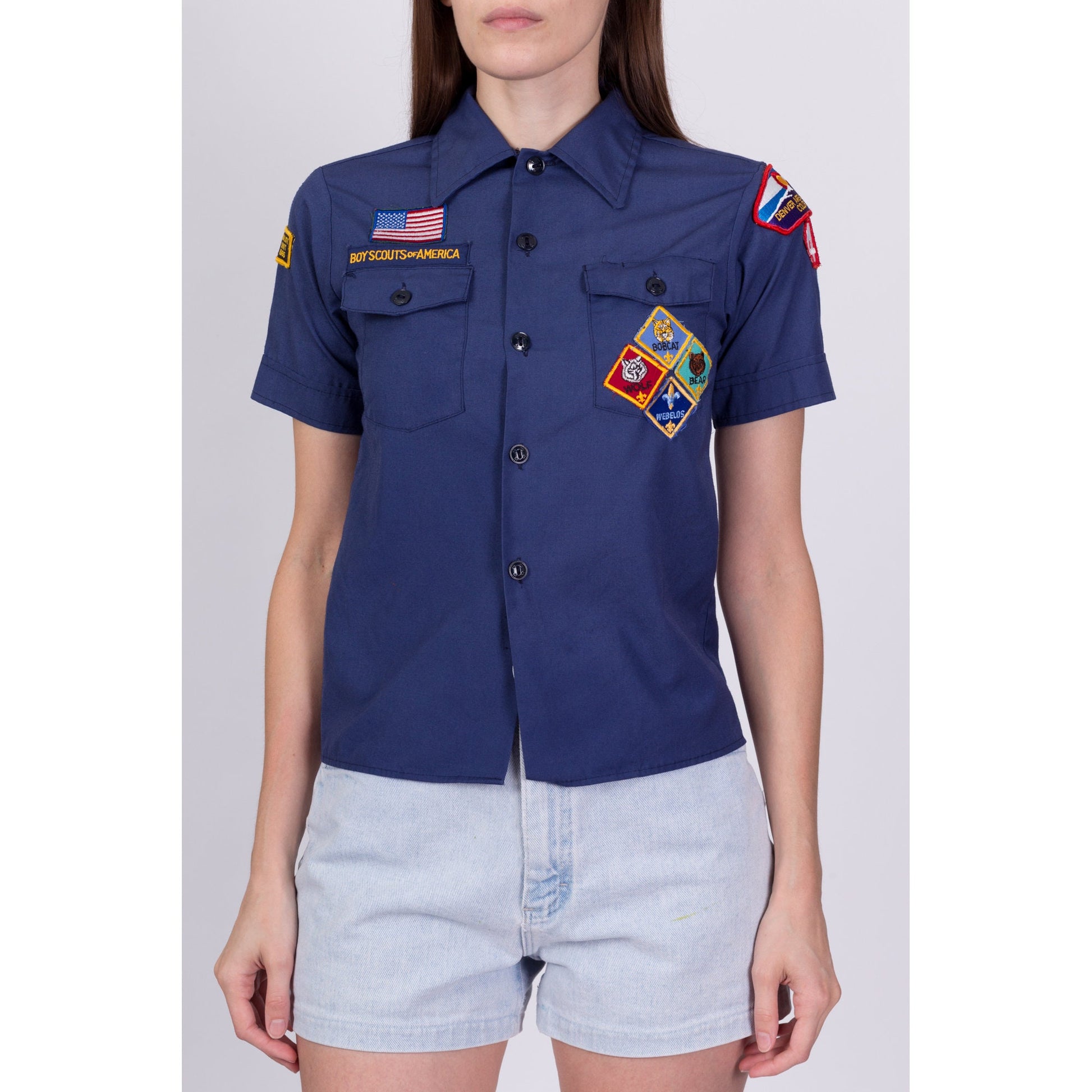 80s Boy Scouts Uniform Shirt - Petite XS 