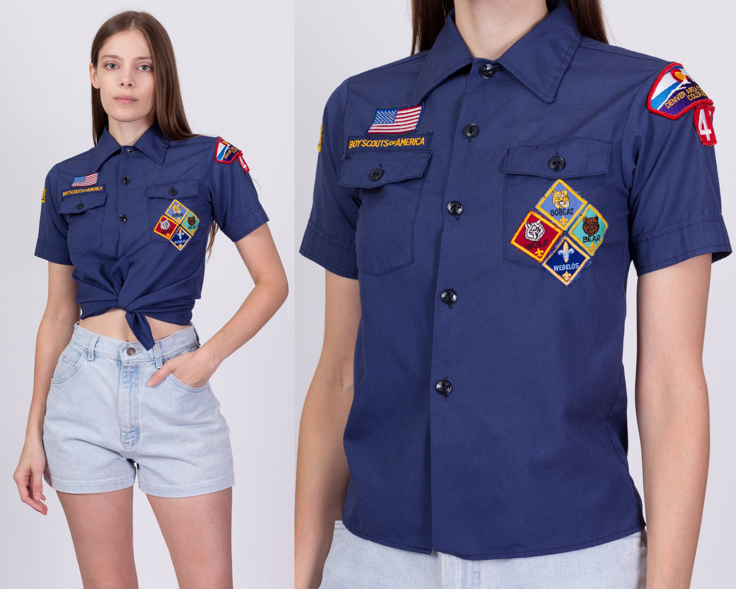 80s Boy Scouts Uniform Shirt - Petite XS 