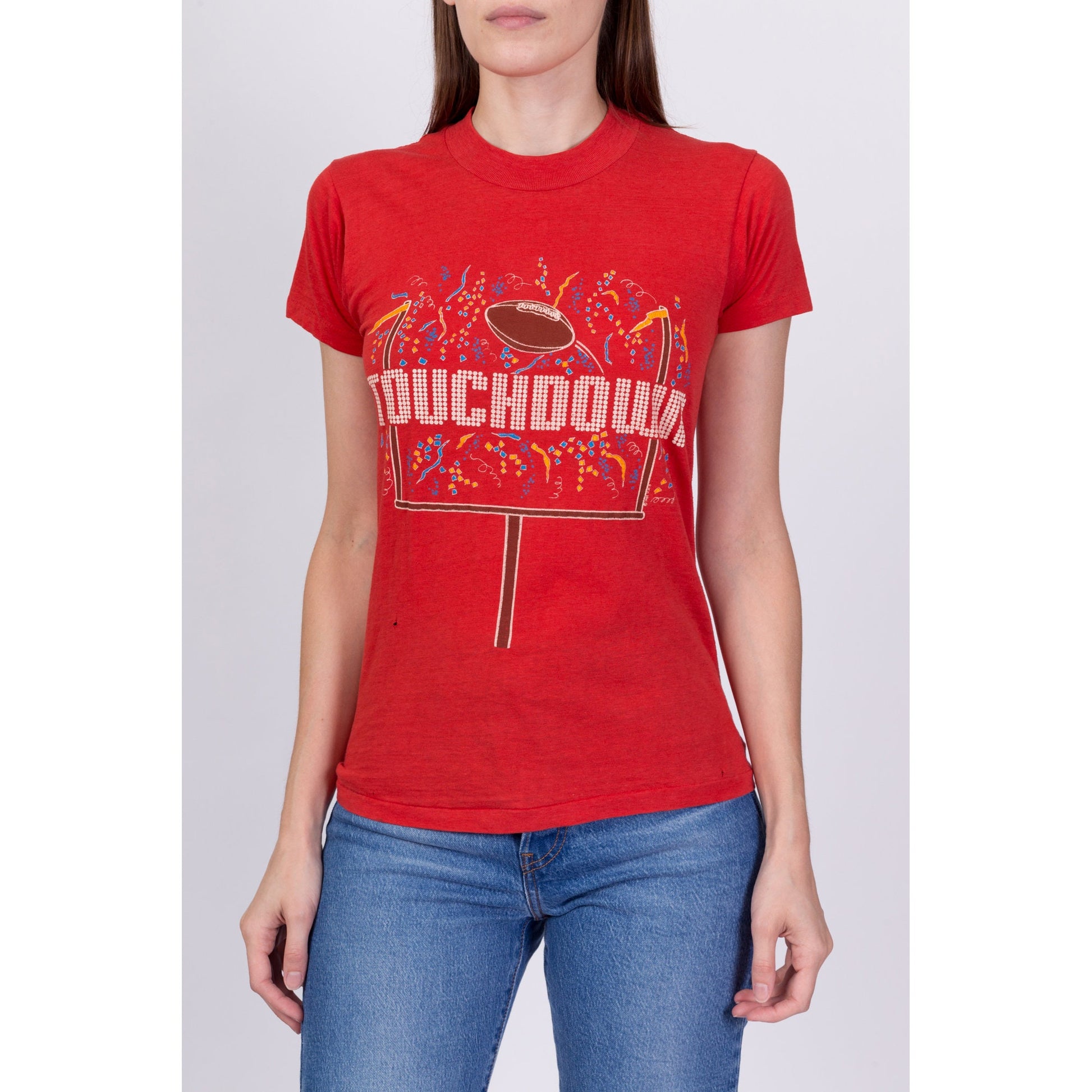 80s "Touchdown!" Football T Shirt - Small 