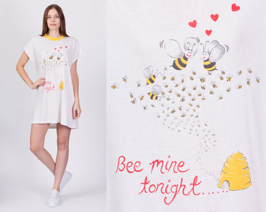 80s "Bee Mine Tonight" Pajama Mini Dress - One Size 