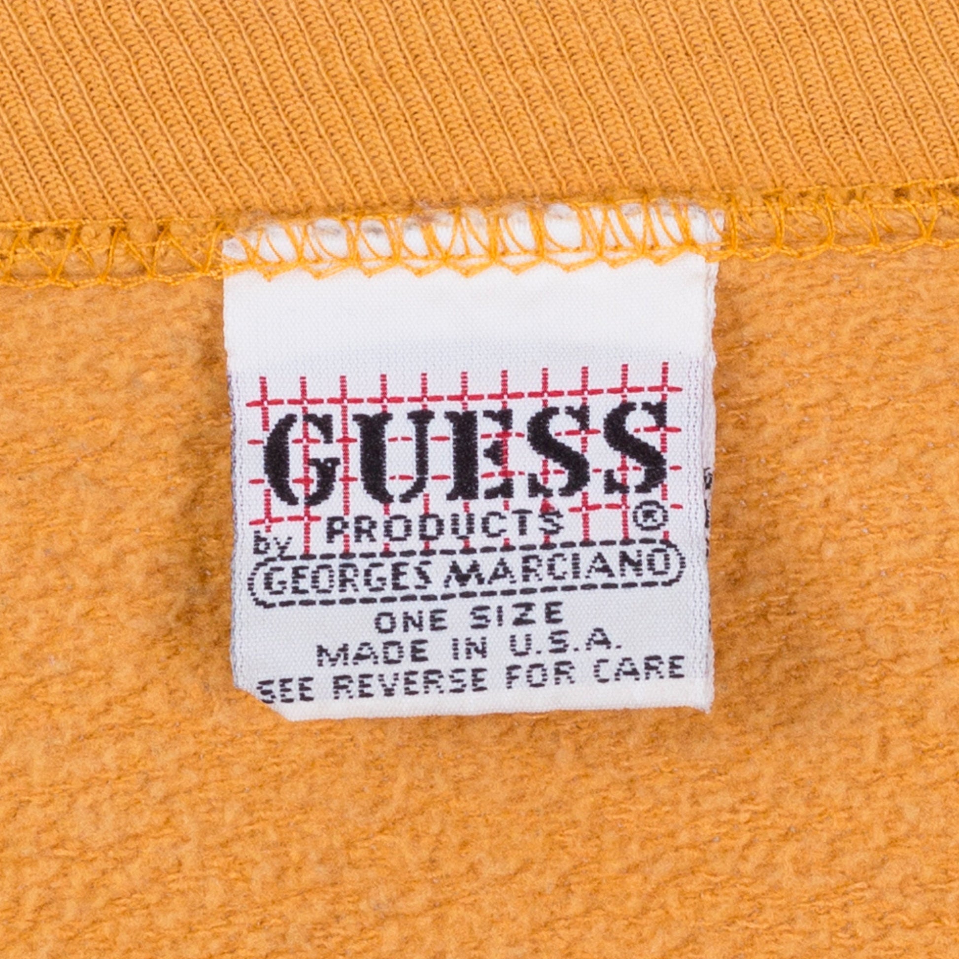 90s Guess USA Mustard Yellow Sweatshirt - One Size 