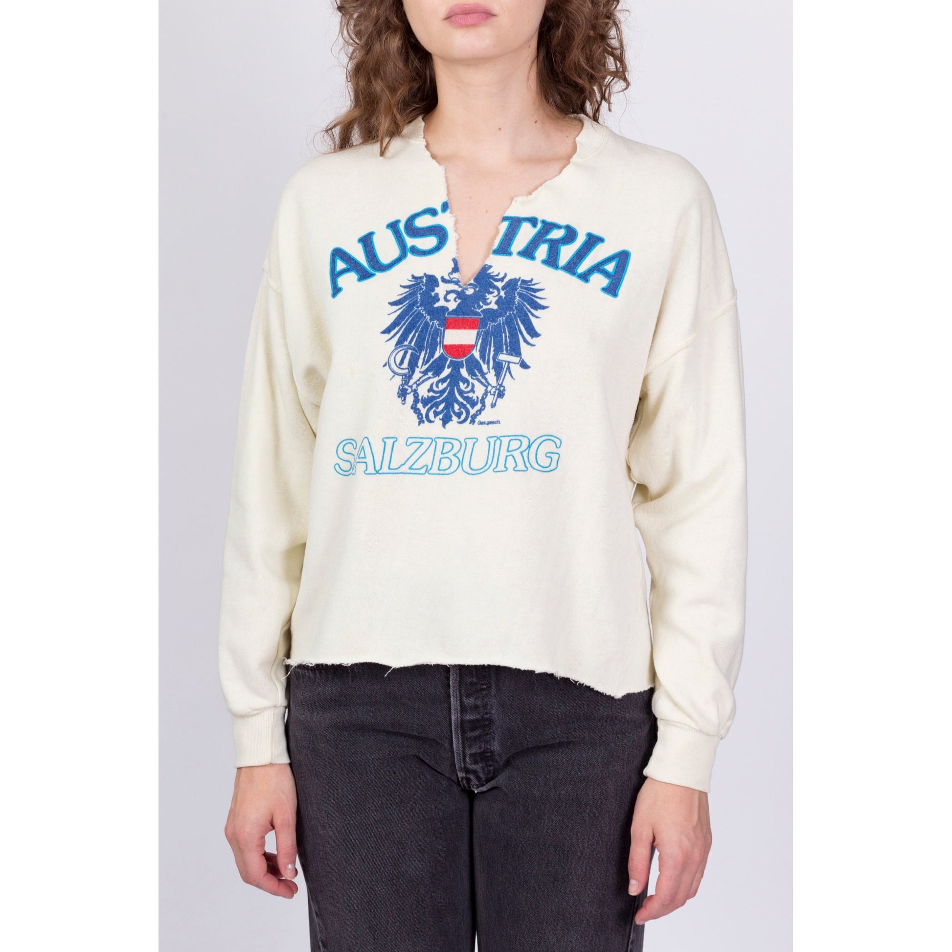 80s Salzburg Austria Coat Of Arms Sweatshirt - Men's Medium, Women's Large 