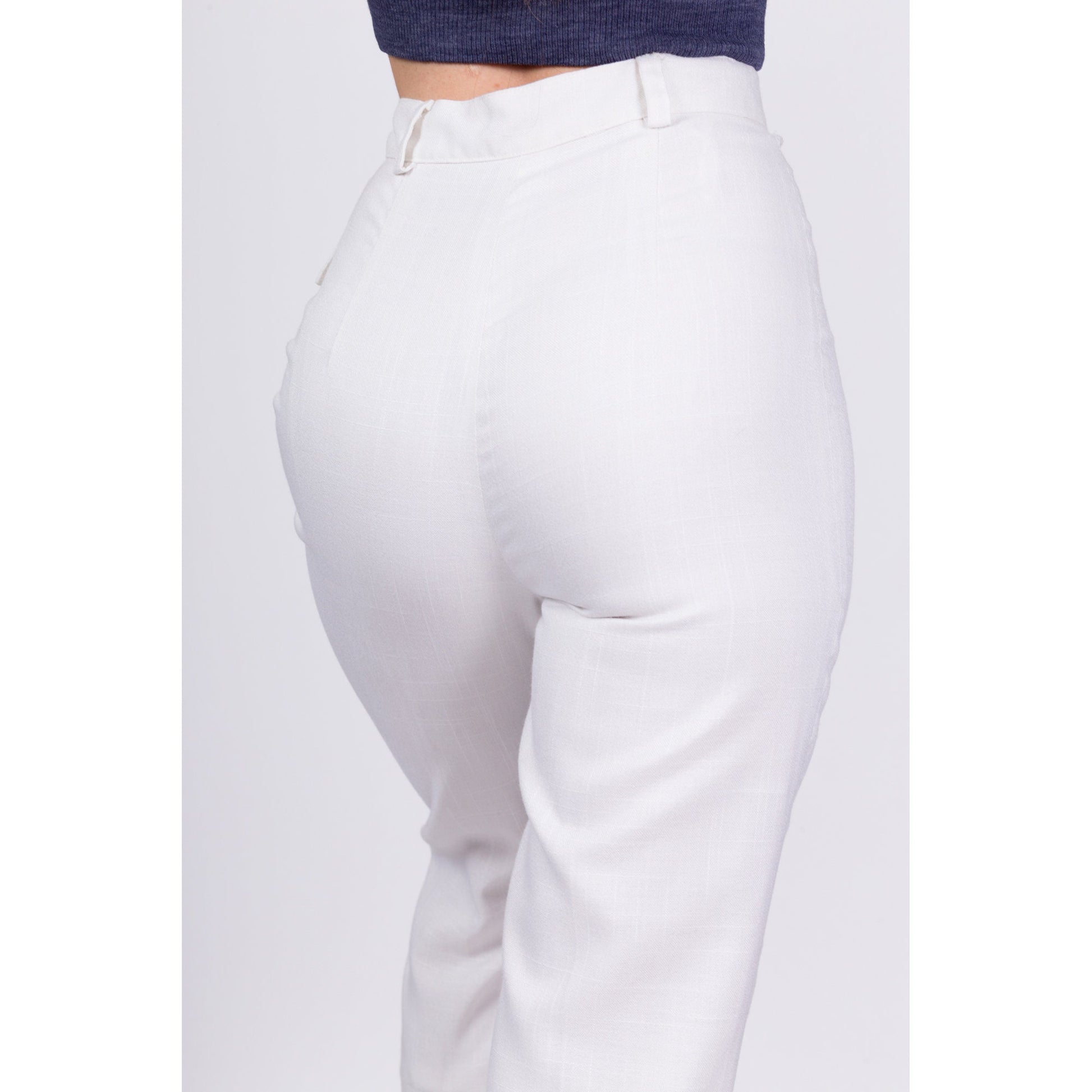 80s White High Waisted Capri Pants - Petite Extra Small, 23