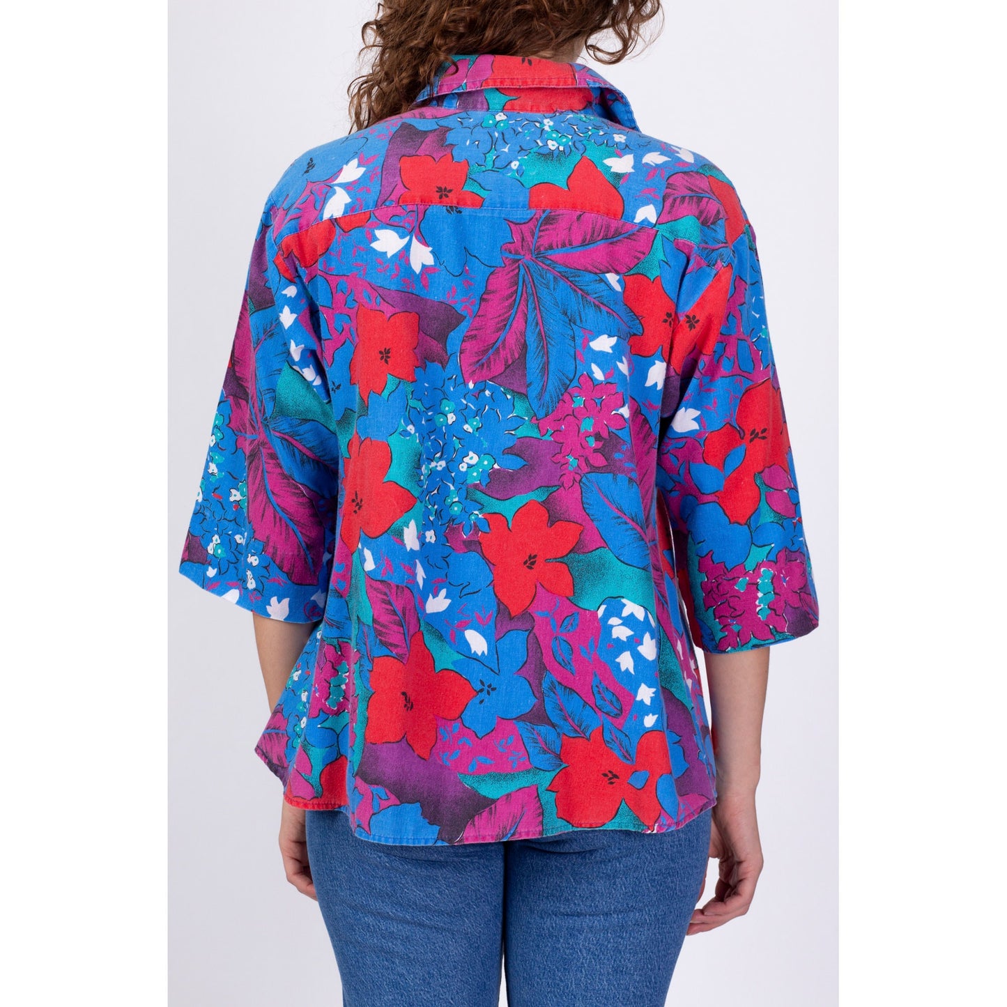 90s Tropical Floral Cotton Shirt - Extra Large 