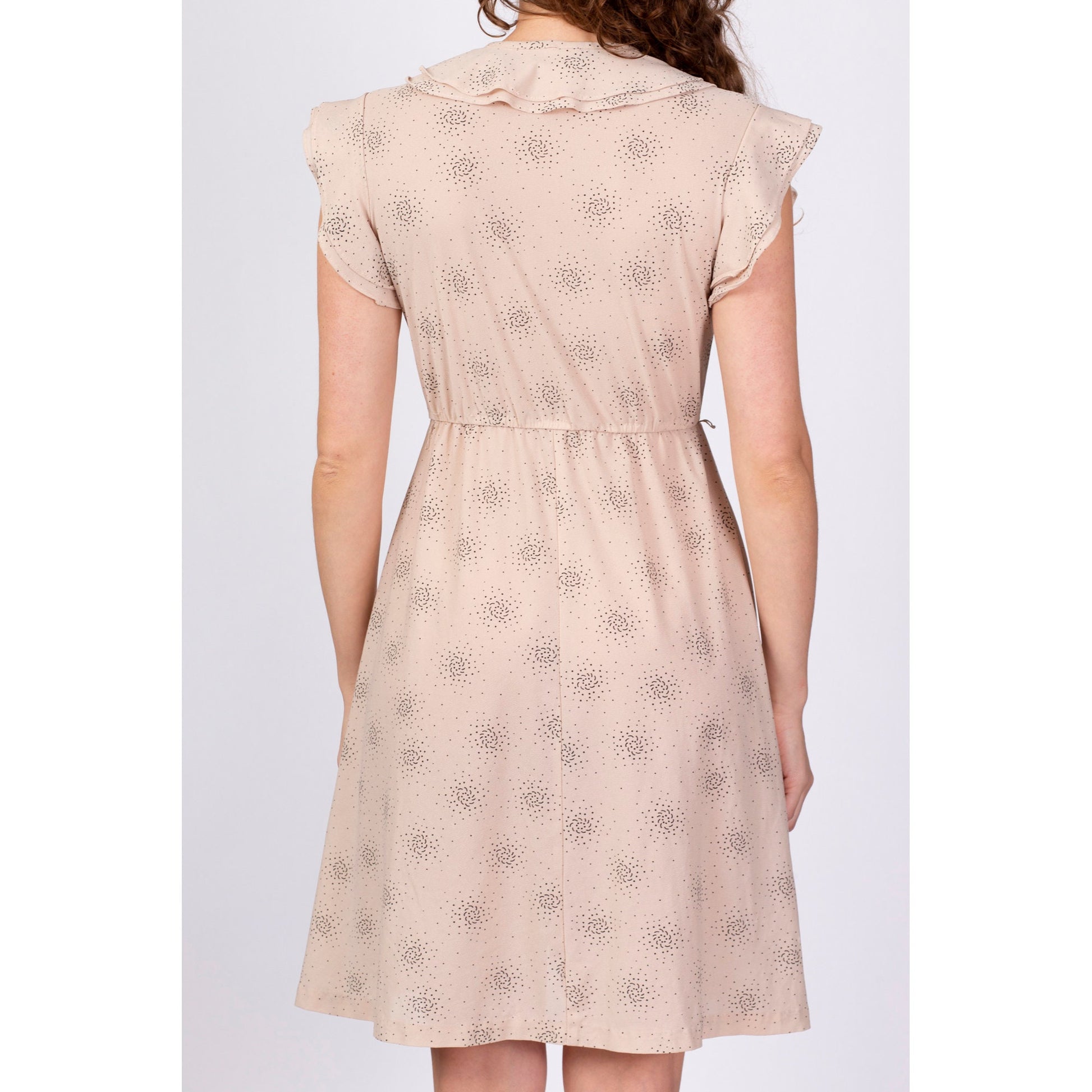 70s Does 1940s Style Pinwheel Mini Dress - Petite Small 