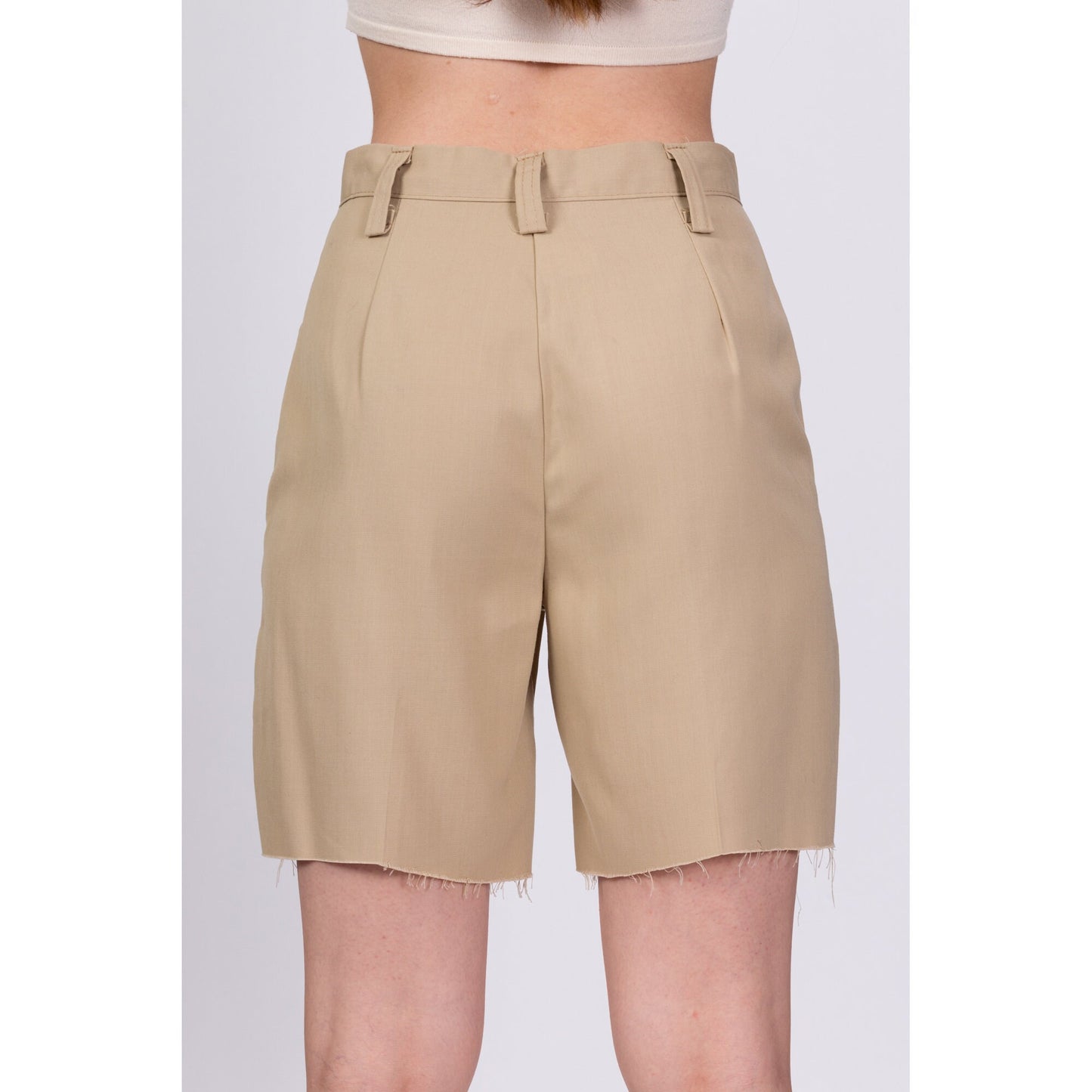 70s High Waisted Khaki Cutoff Shorts - Extra Small, 25" 