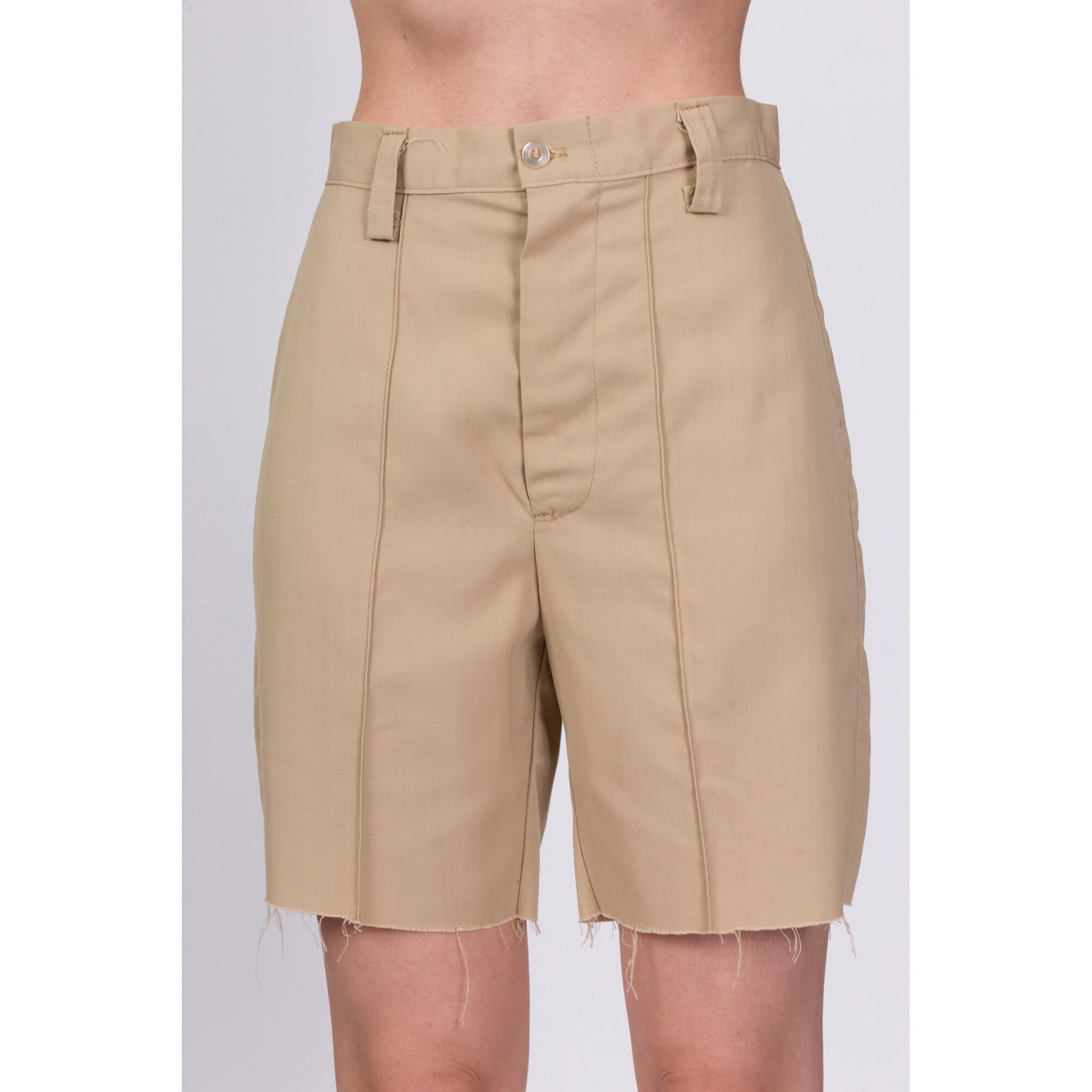 70s High Waisted Khaki Cutoff Shorts - Extra Small, 25" 