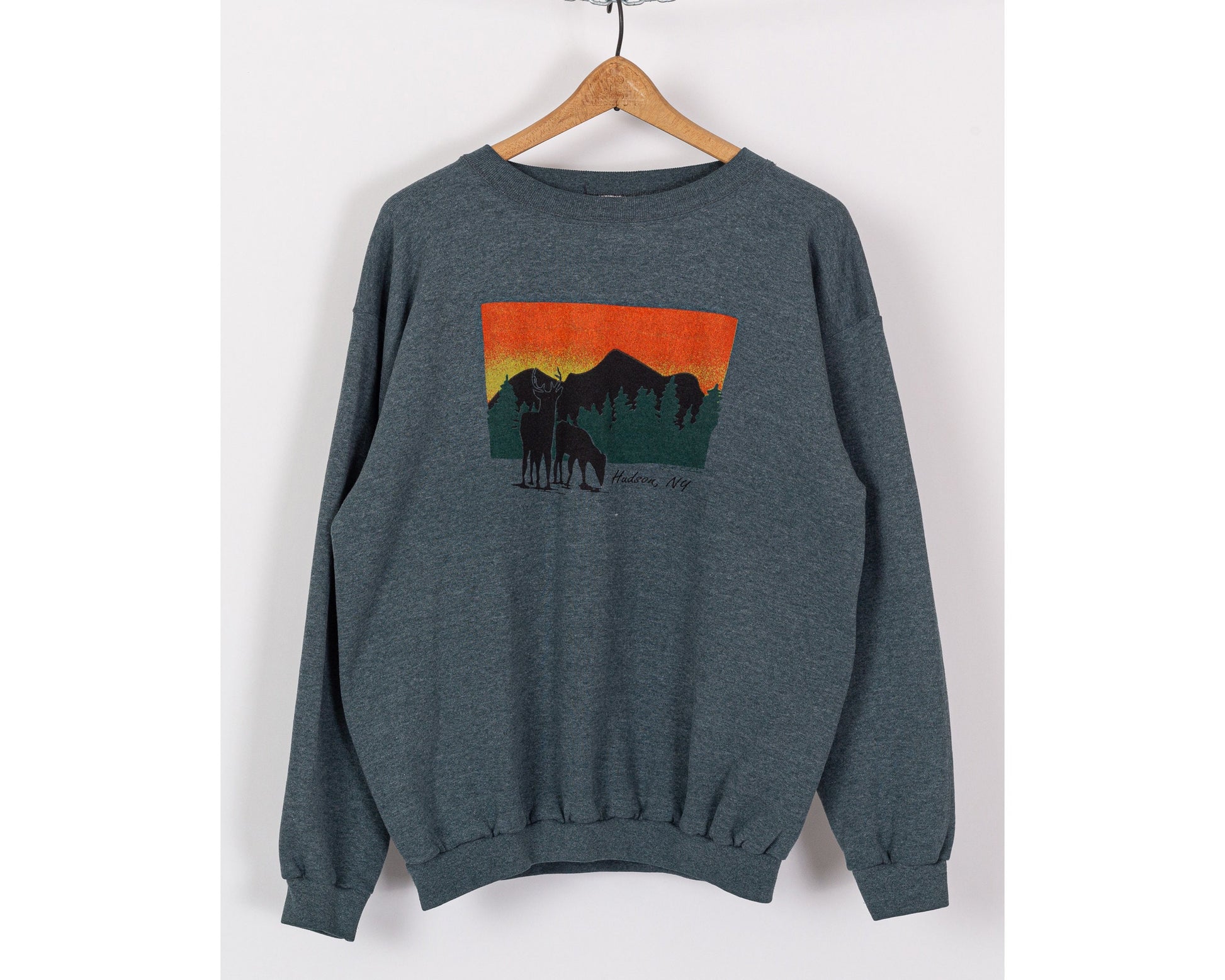 90s Hudson New York Elk Sweatshirt - Men's Large 
