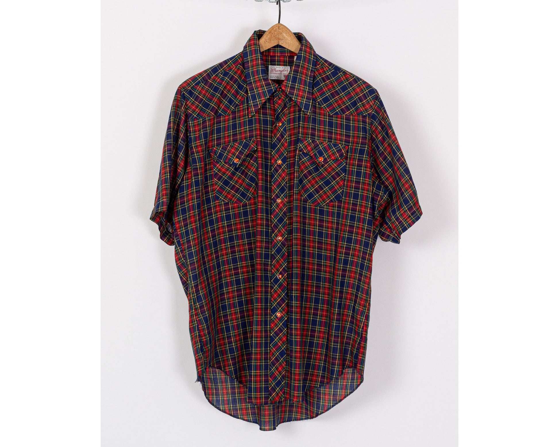 70s Wrangler Plaid Pearl Snap Western Shirt - Men's XL 