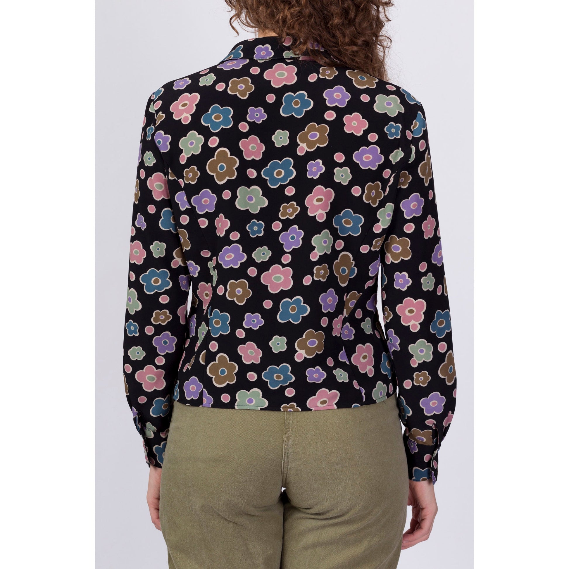 90s Flower Power Button Up Top - Medium 