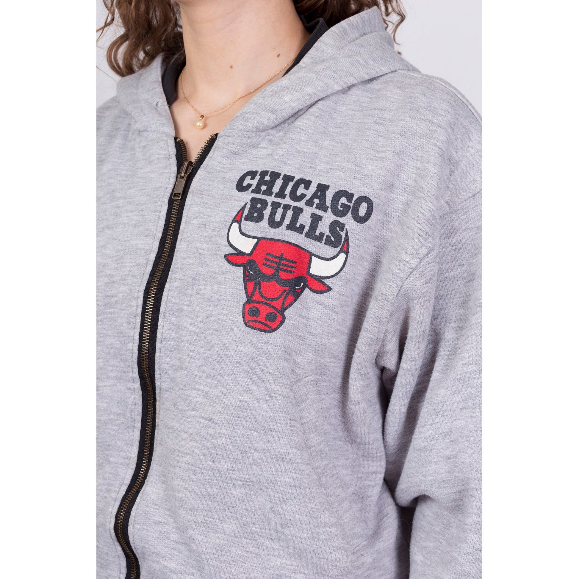 90s Chicago Bulls Reversible Hoodie - Petite Medium 