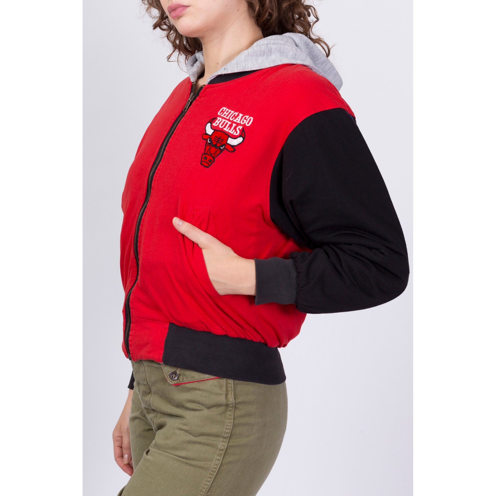 90s Chicago Bulls Reversible Hoodie - Petite Medium 