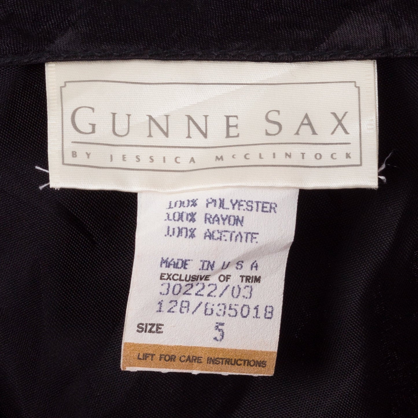 80s Gunne Sax Black Lace Low Back Party Dress - Extra Small 