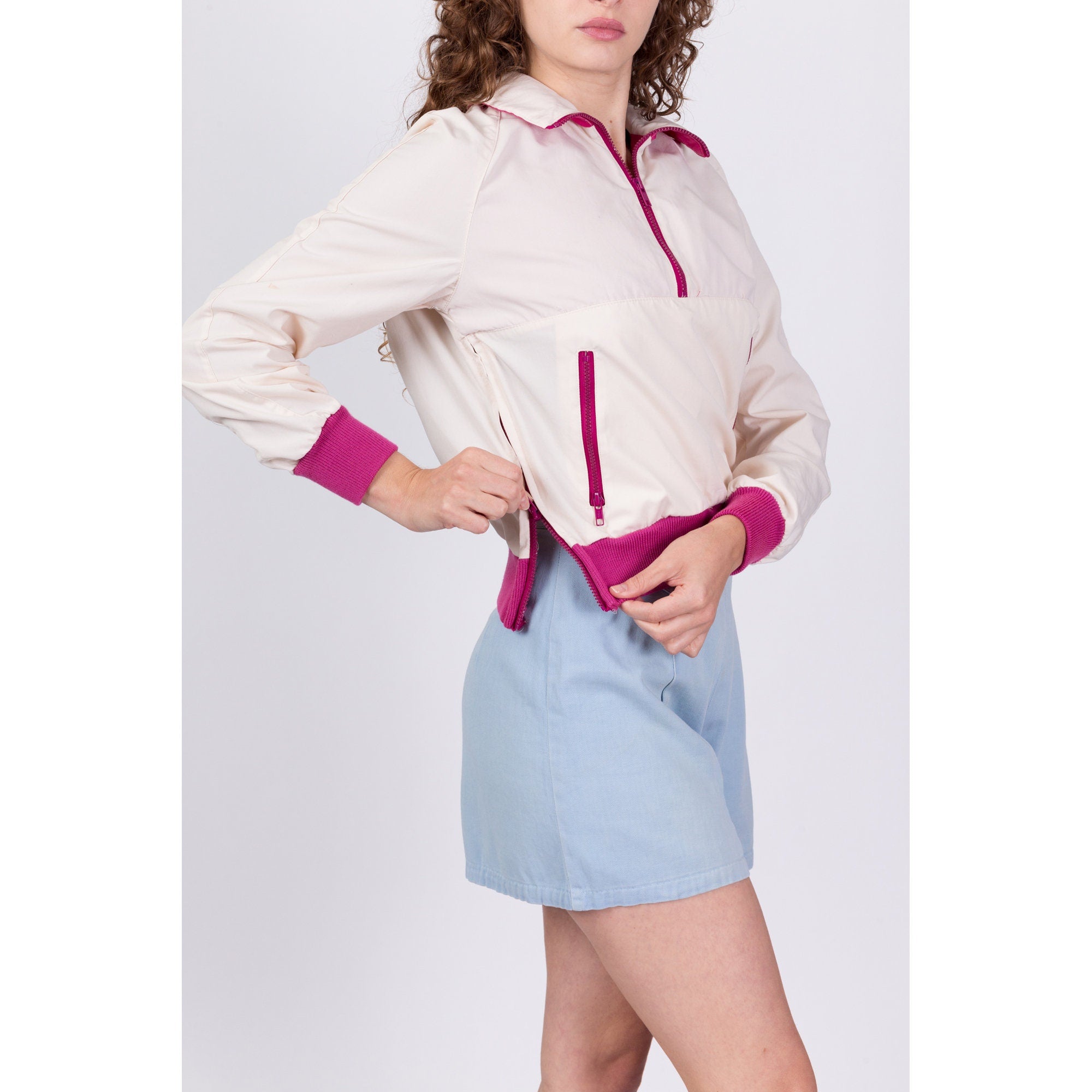 Color block on sale cropped windbreaker