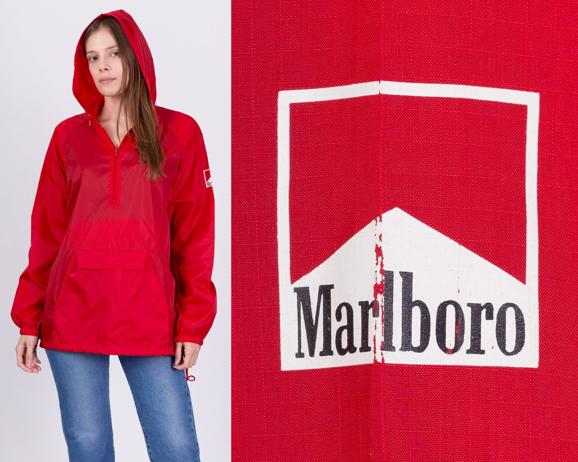 Vintage Marlboro Hooded Windbreaker - Men's Large 