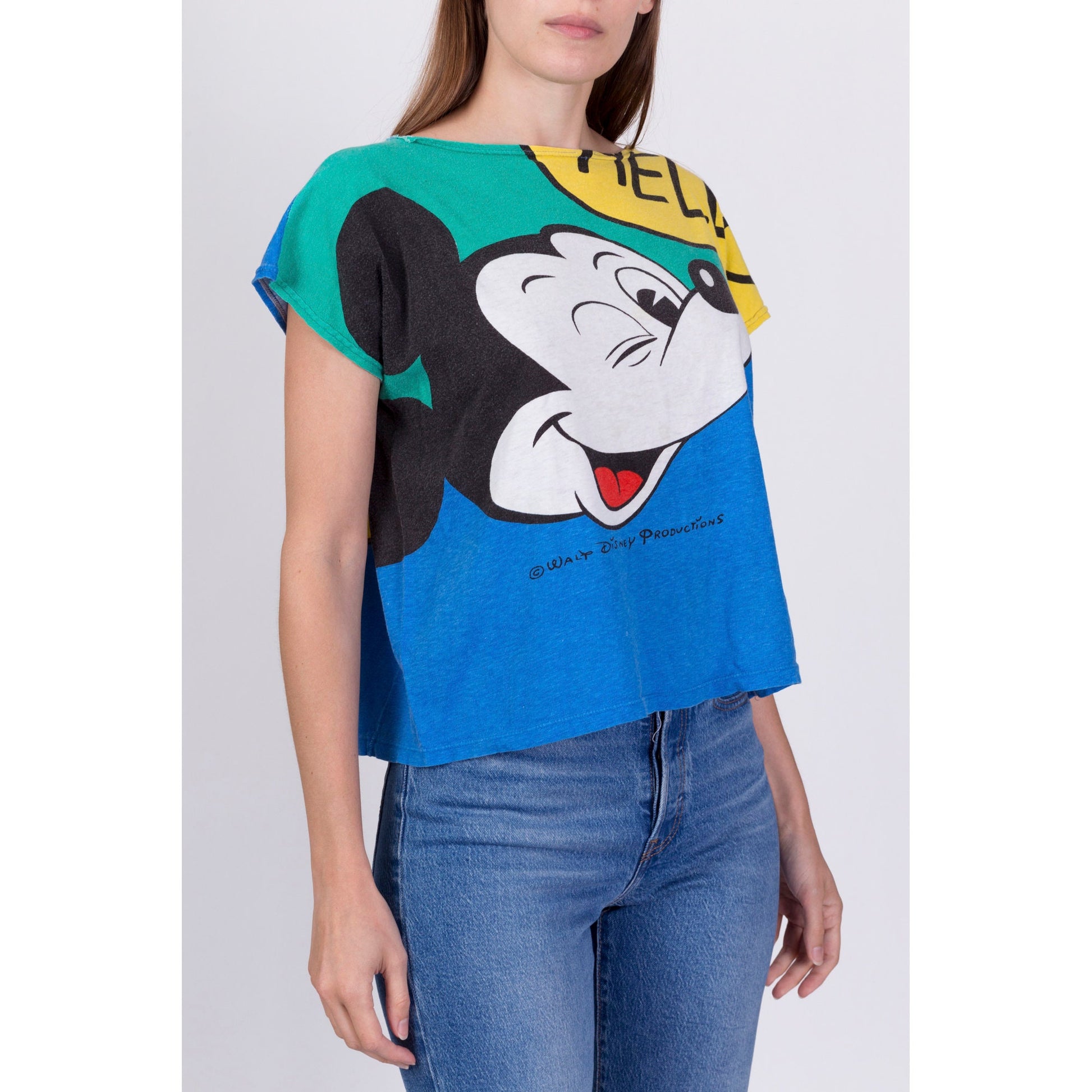80s Mickey Mouse All-Over Print T Shirt - One Size 