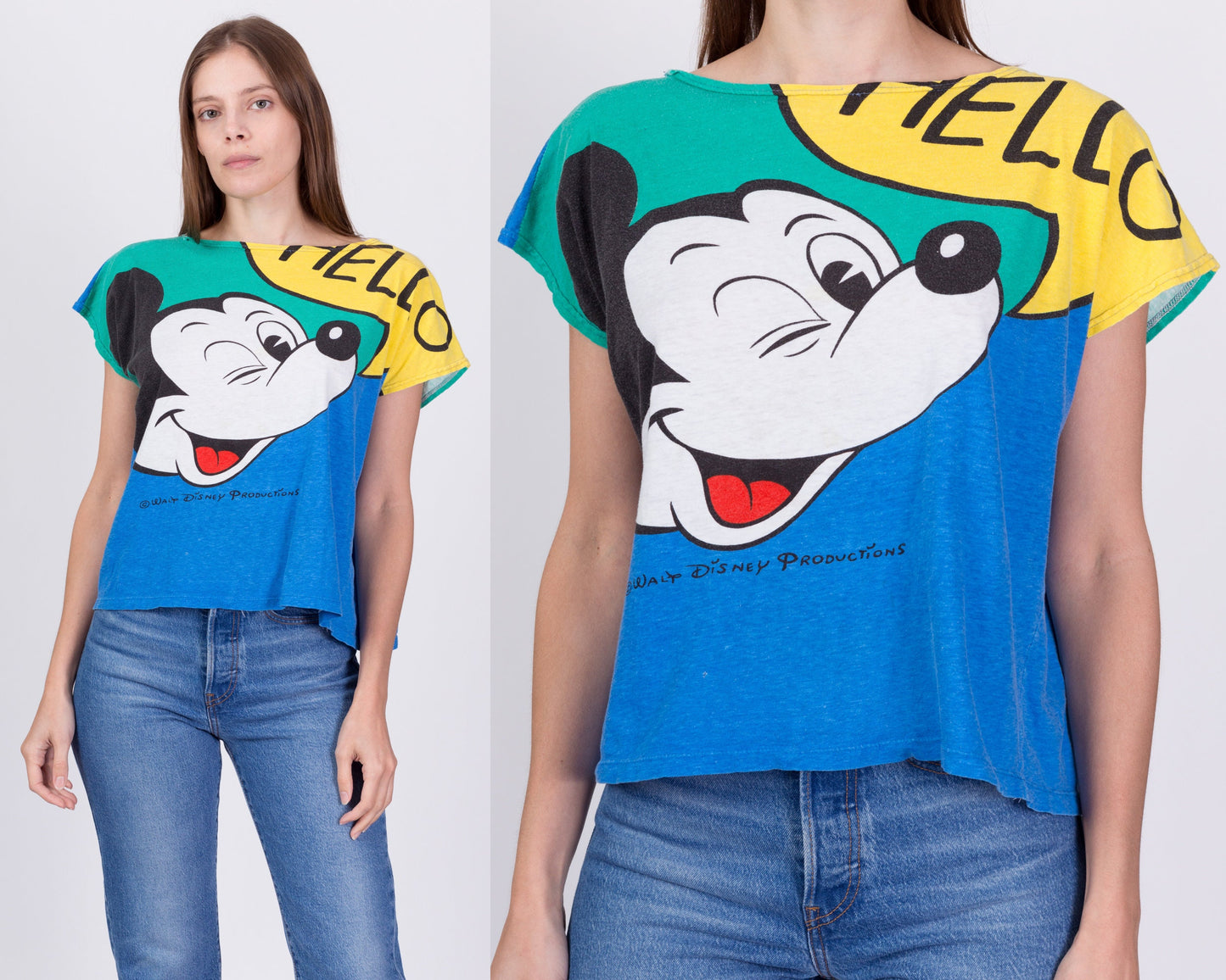 80s Mickey Mouse All-Over Print T Shirt - One Size 
