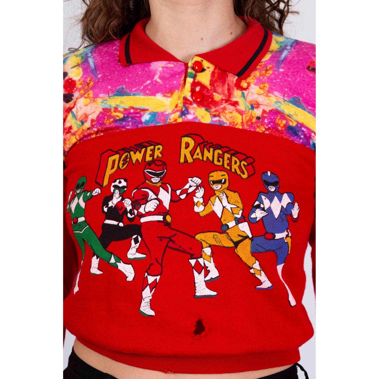 90s Power Rangers Cropped Sweatshirt - Petite Extra Small 