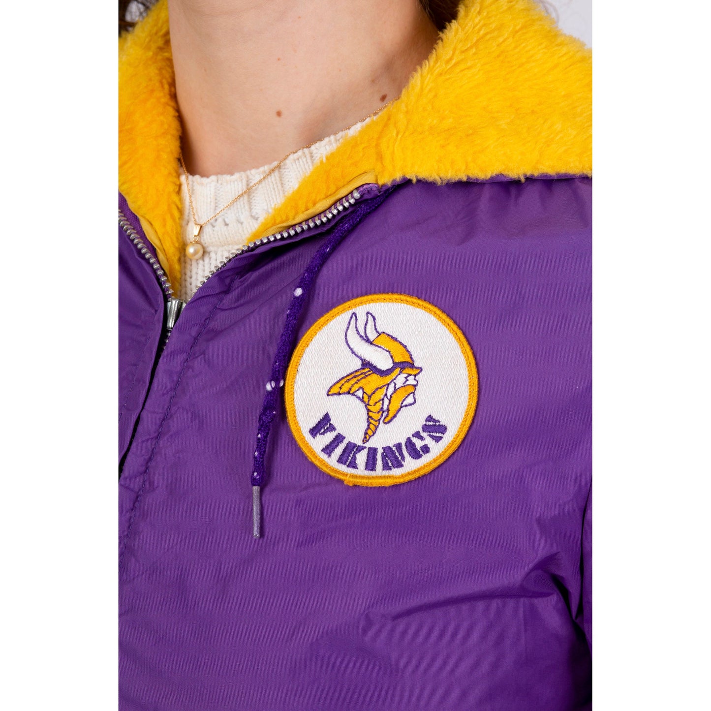 80s Minnesota Vikings Hooded Jacket - Petite XXS 