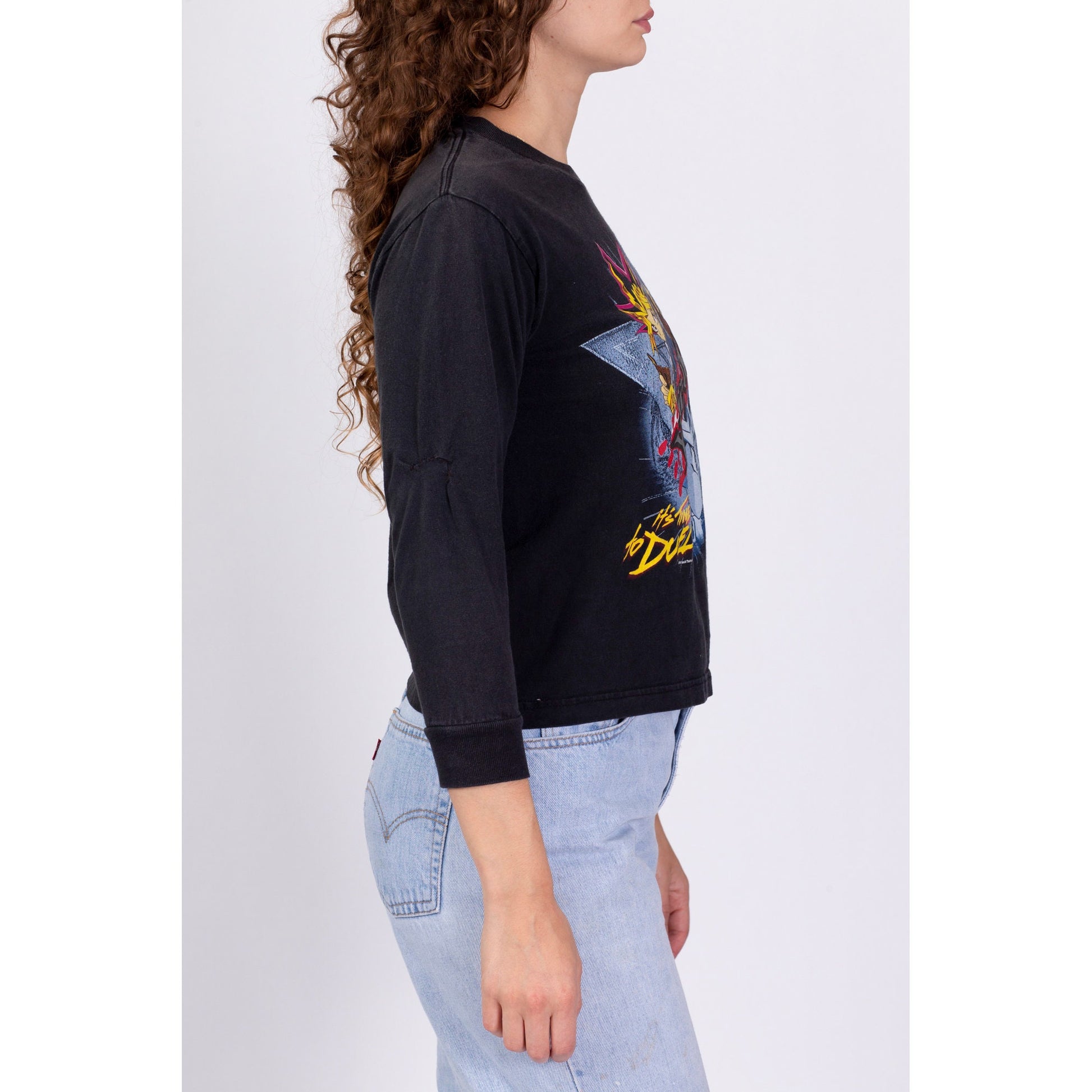 90s Yu-Gi-Oh "It's Time To Duel" Long Sleeve Tee - Petite Small 