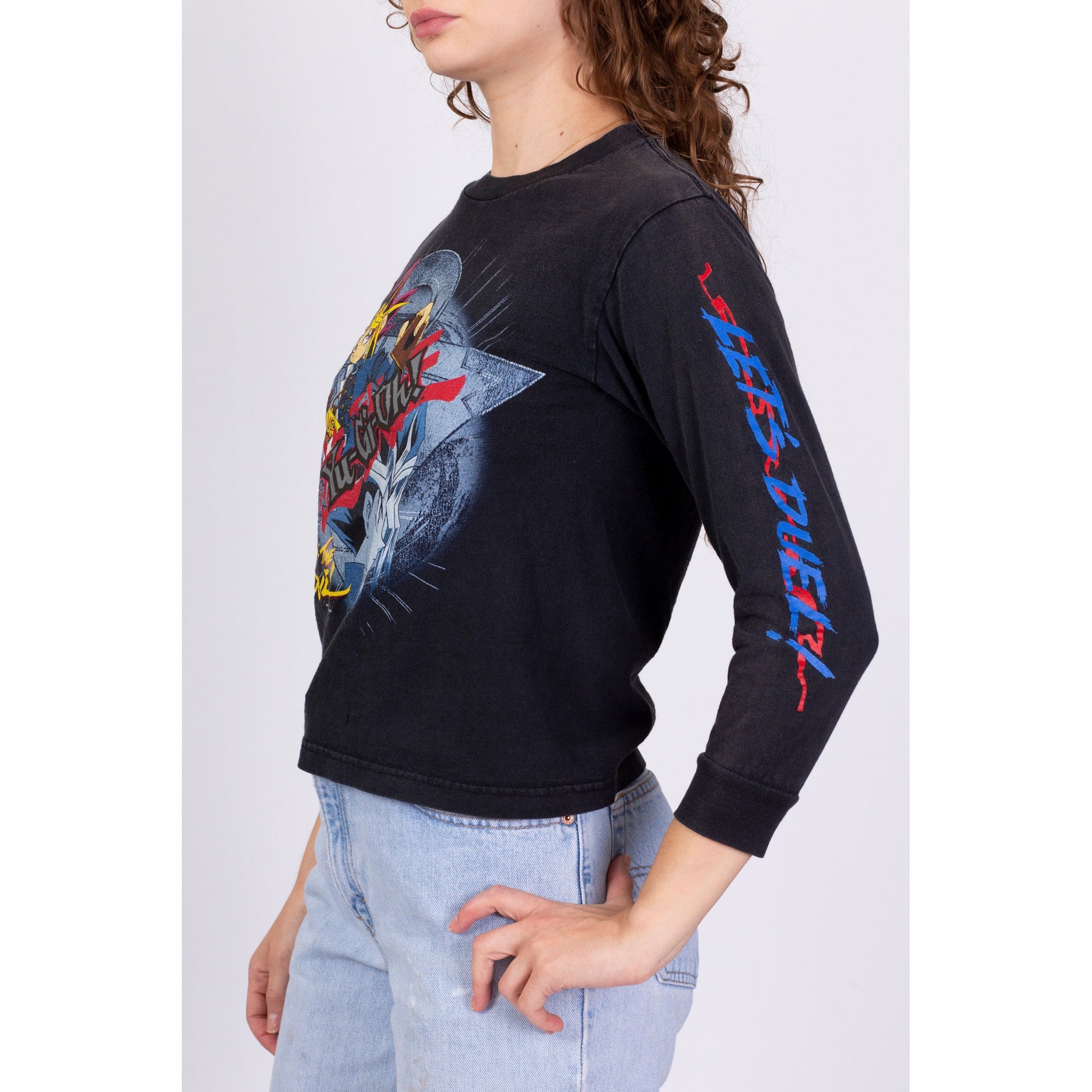 90s Yu-Gi-Oh "It's Time To Duel" Long Sleeve Tee - Petite Small 