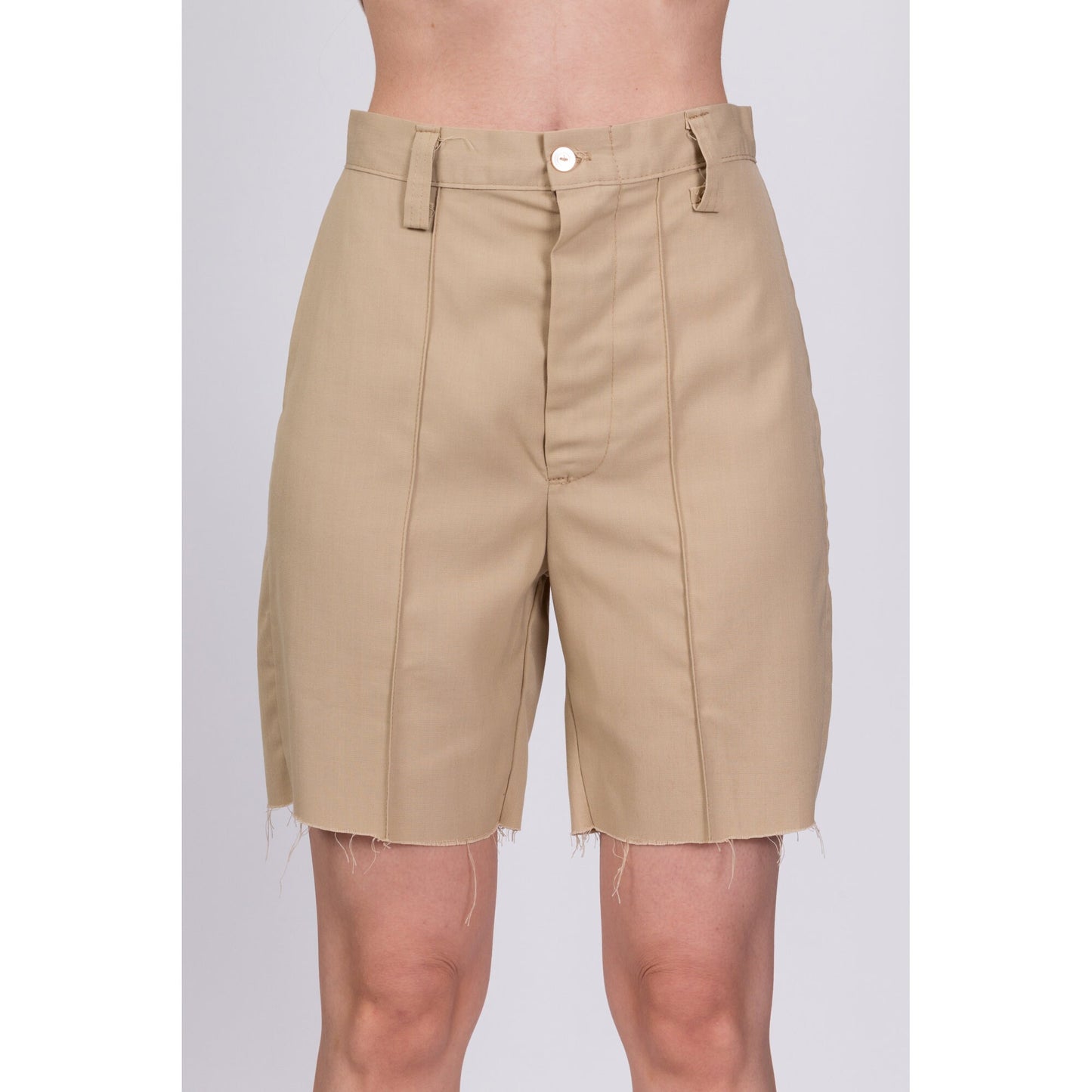 70s High Waisted Khaki Cutoff Shorts - Extra Small, 25" 