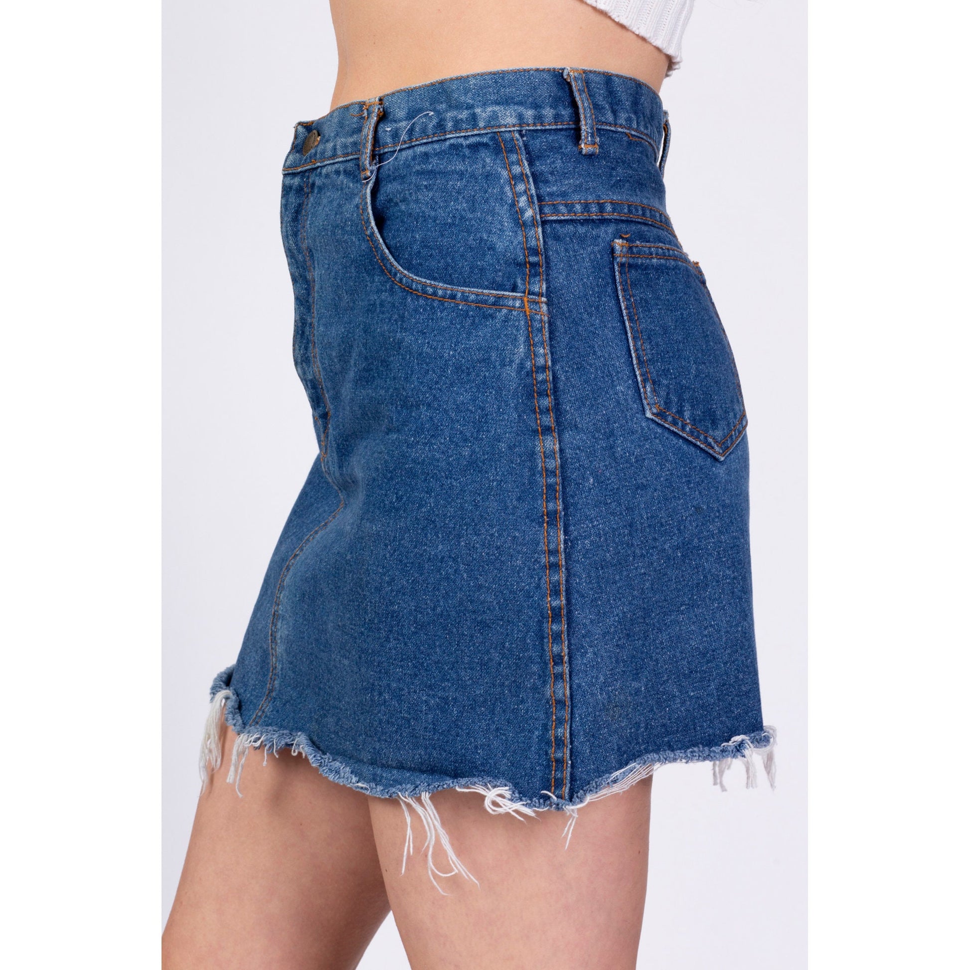 80s Jordache "Bee Kind" Denim Mini Skirt - Medium, 28" 