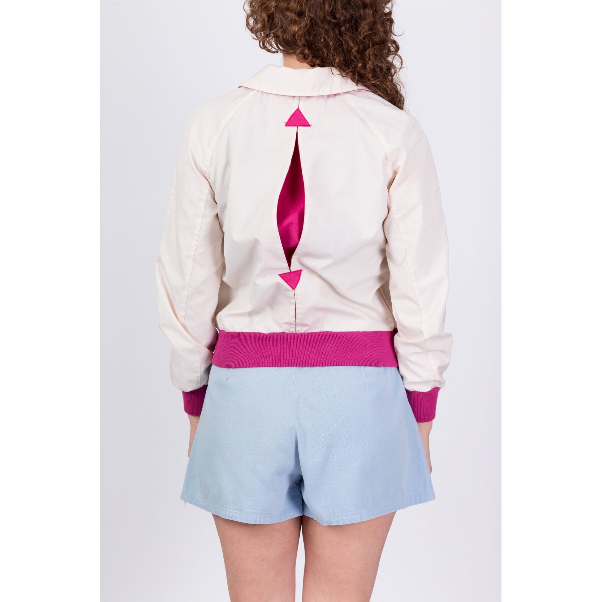 80s Color Block Cropped Windbreaker - Small 