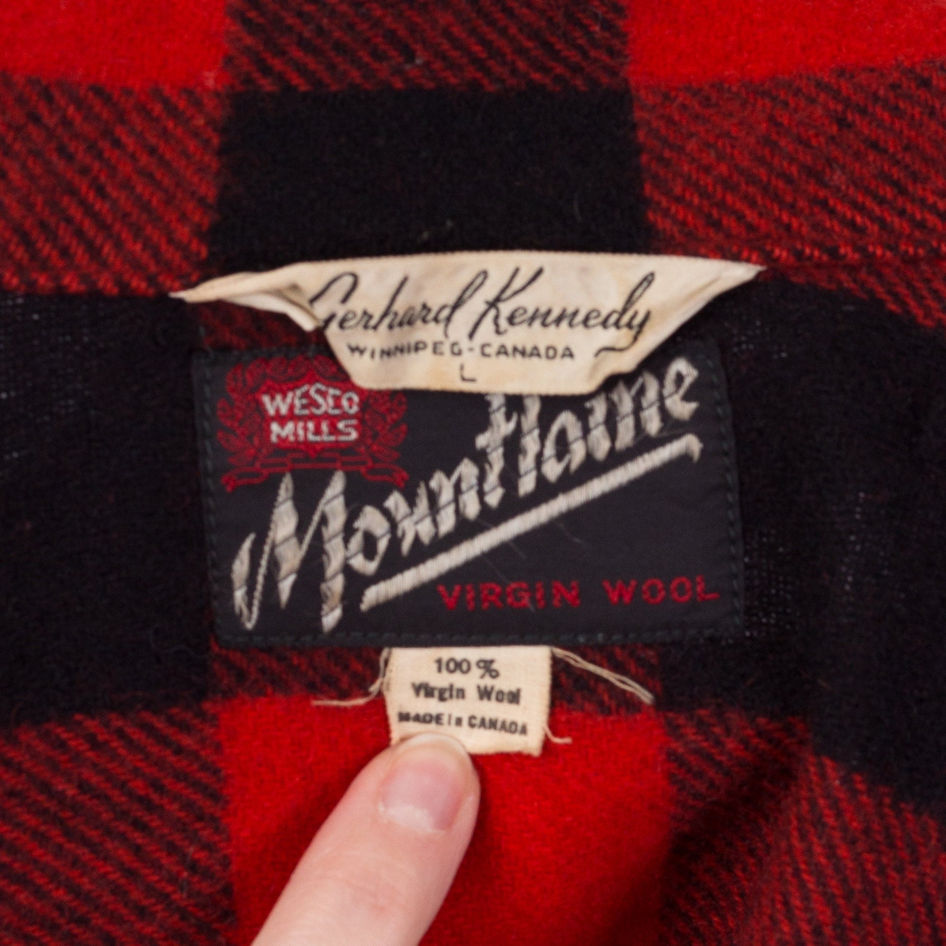 60s Buffalo Plaid Wool Shirt - Men's Large 