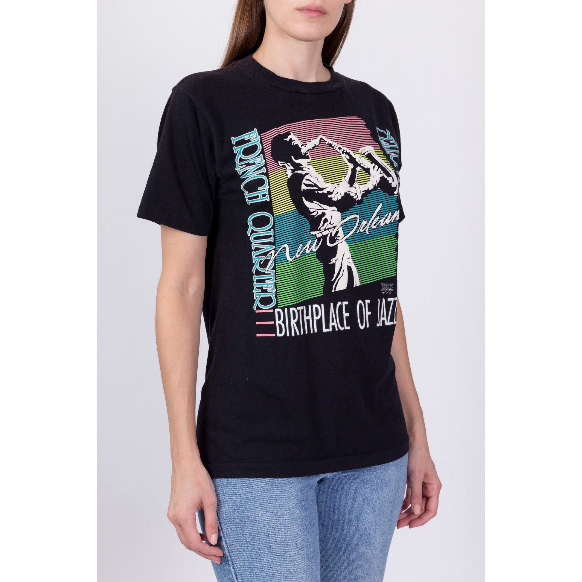 80s New Orleans Birthplace Of Jazz T Shirt - Men's Small, Women's Medium 
