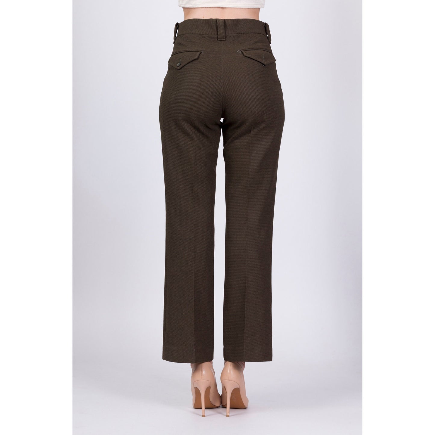 70s Olive Green Unisex High Waisted Trousers - 29" Waist 