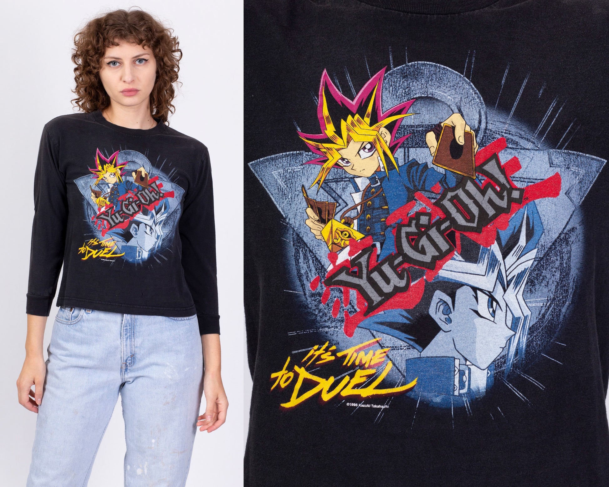 90s Yu-Gi-Oh "It's Time To Duel" Long Sleeve Tee - Petite Small 