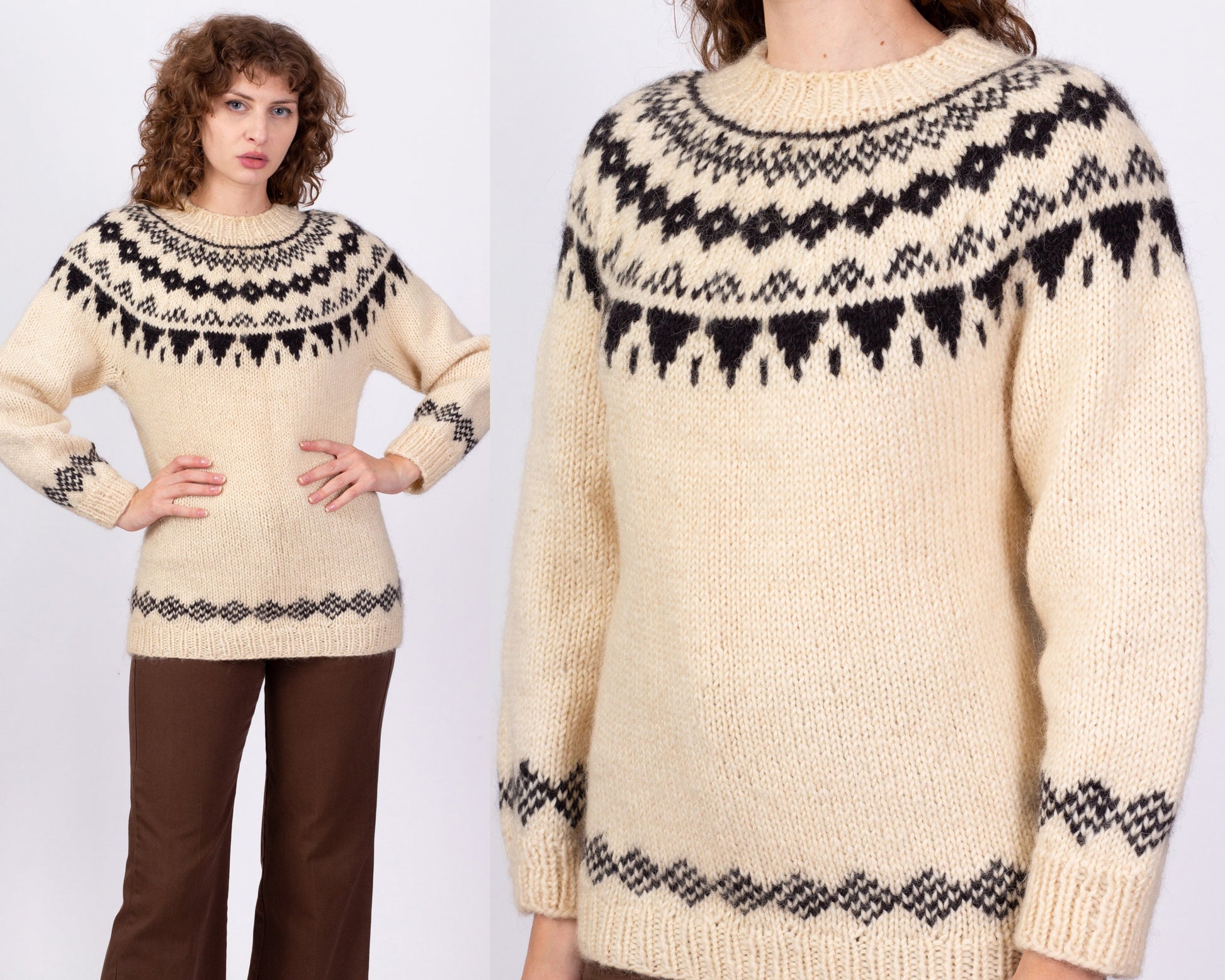 Vintage Fair Isle Wool Knit Sweater - Men's Medium, Women's Large 