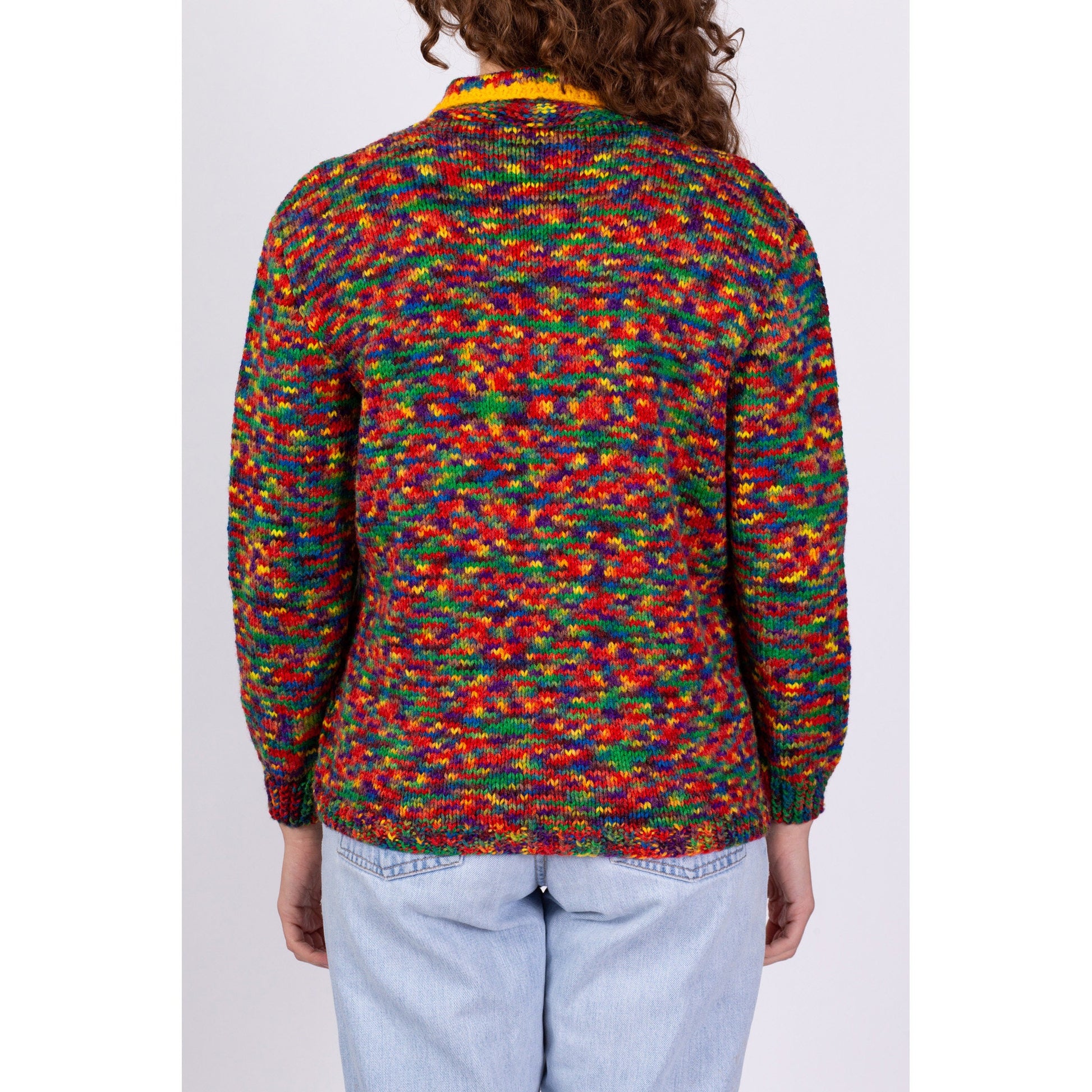 80s Rainbow Space Dye Cardigan - Medium 