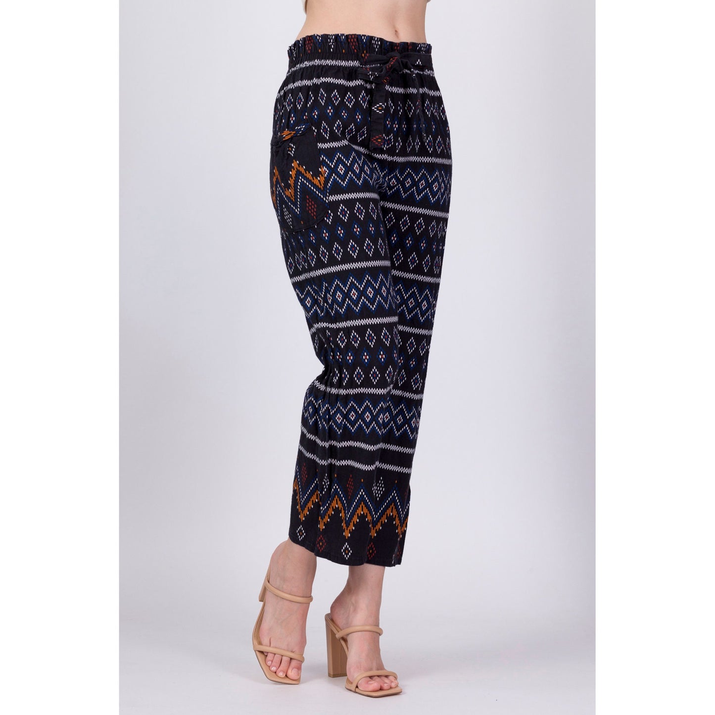 Vintage Geometric Print Hippie Pants - Petite Small 