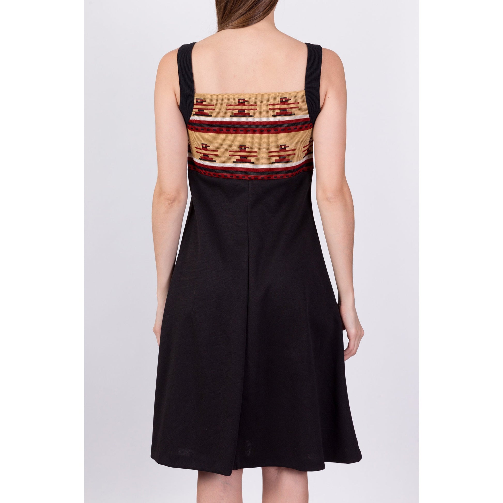 70s Eagle Totem A-Line Midi Dress - Small 
