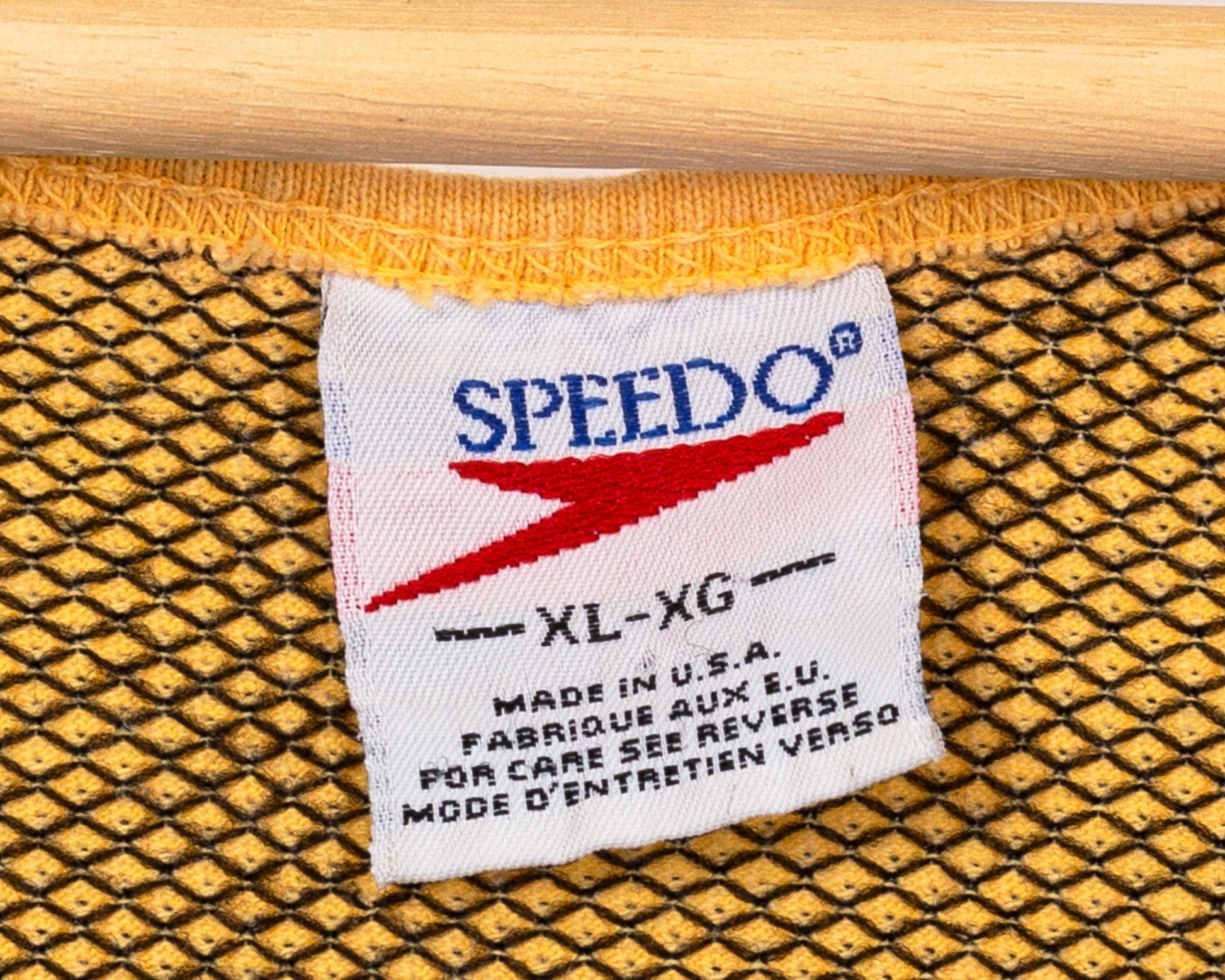 90s Speedo Tank Top - Men's Large, Women's XL | Vintage Yellow Mesh Textured Sleeveless Muscle Shirt