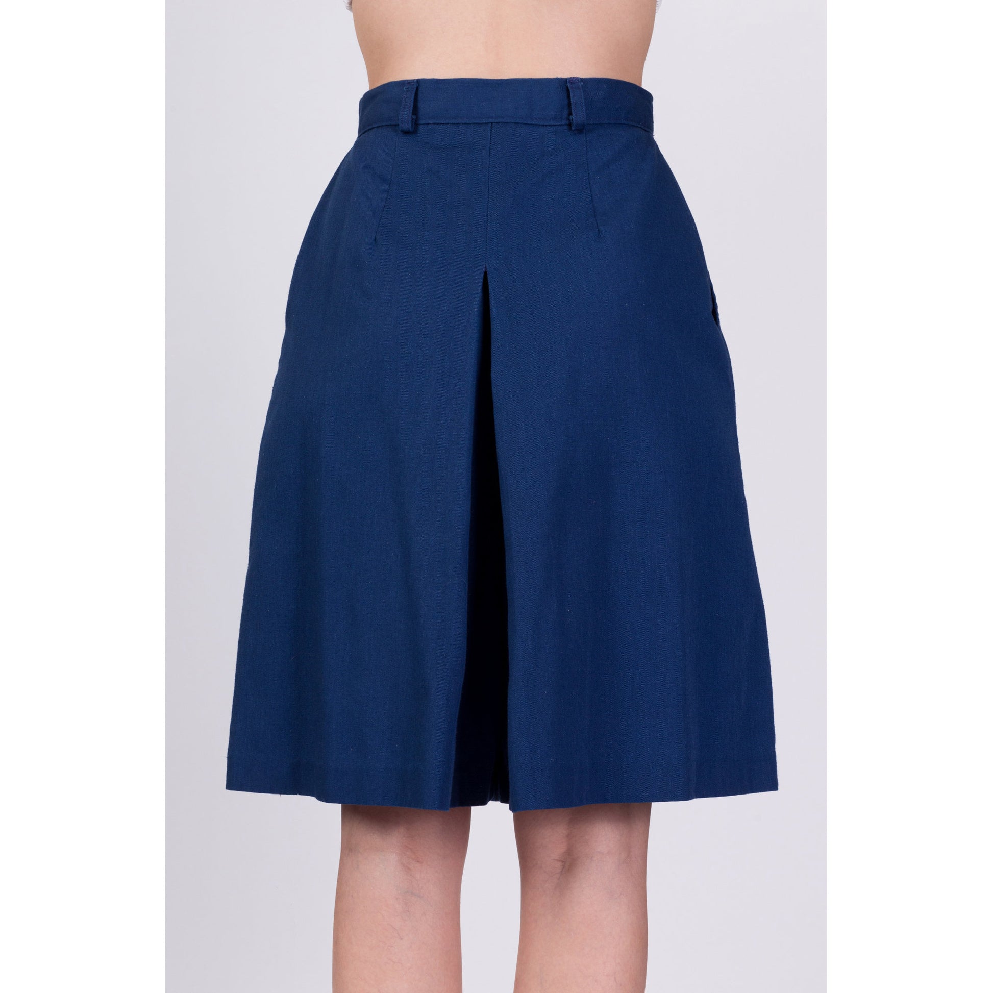 80s Blue High Waisted Culottes - Small, 26" 