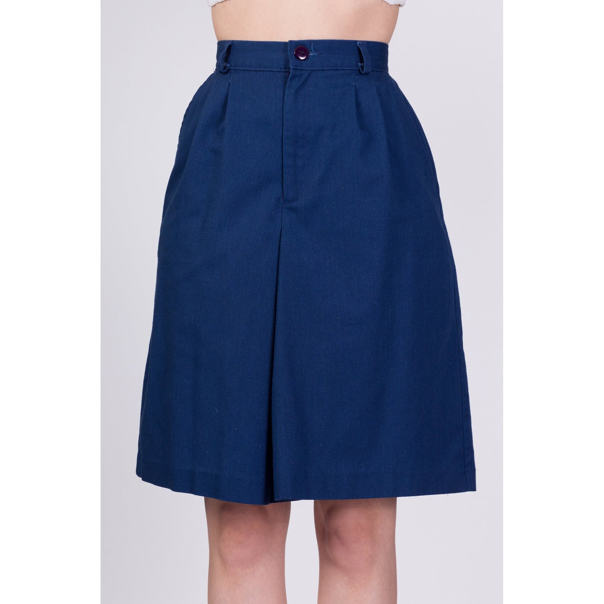 80s Blue High Waisted Culottes - Small, 26" 