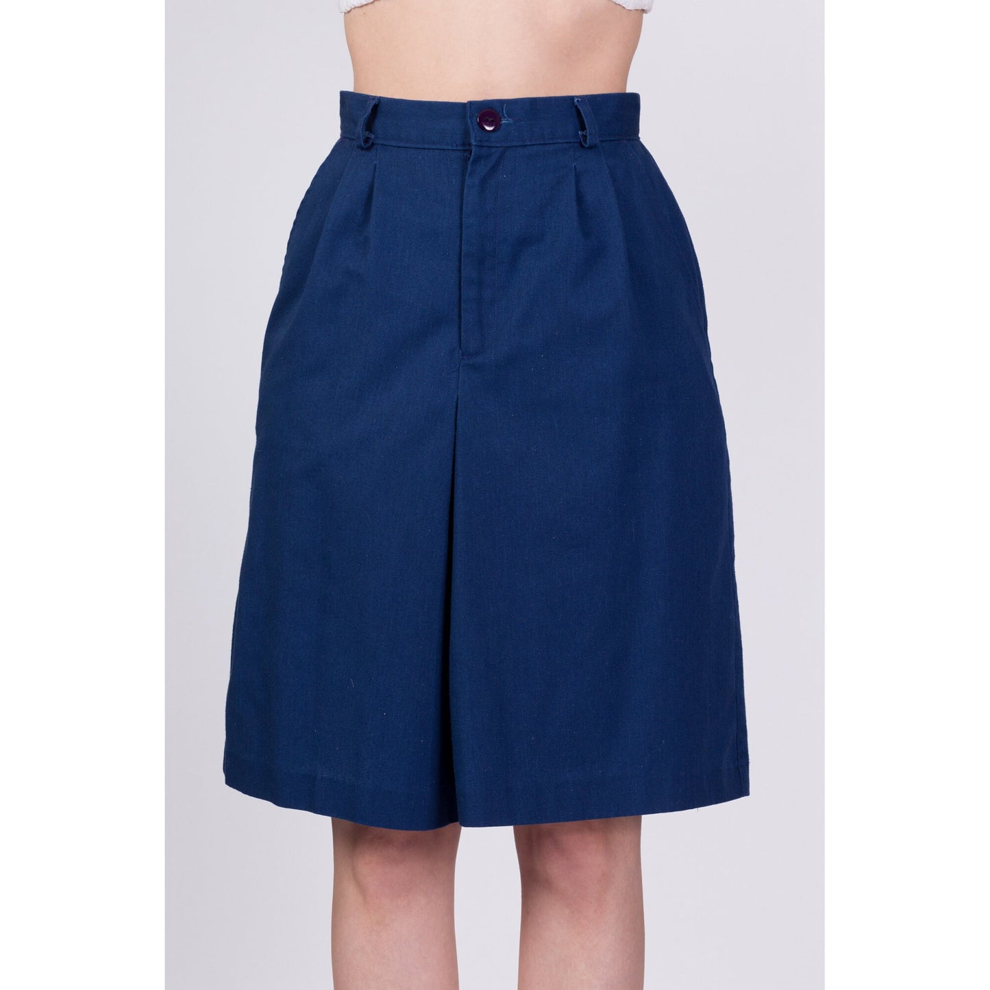 80s Blue High Waisted Culottes - Small, 26" 