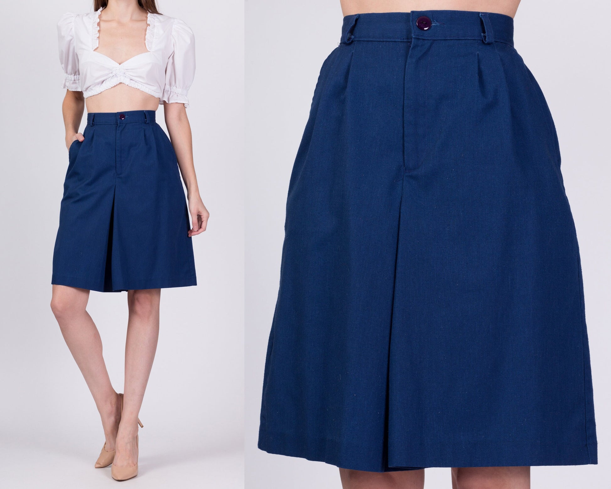 80s Blue High Waisted Culottes - Small, 26\