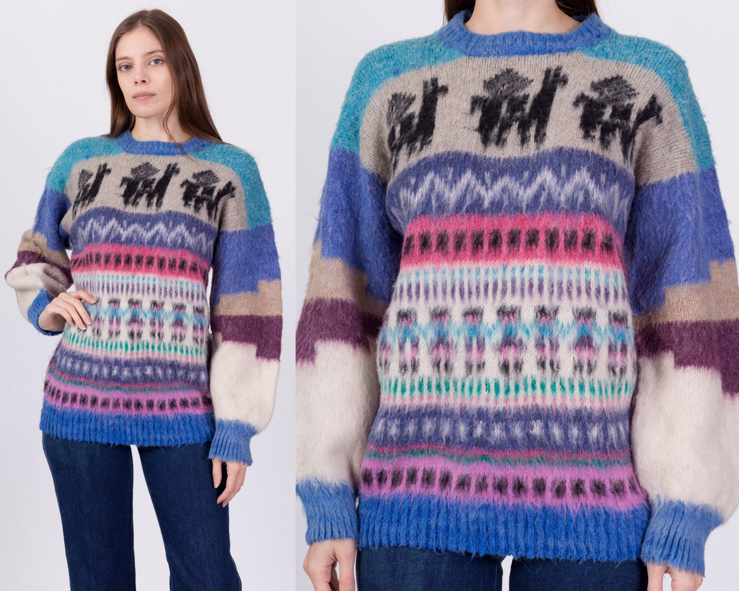 Vintage Alpaca Shaggy Knit Sweater - Men's Medium, Women's Large 