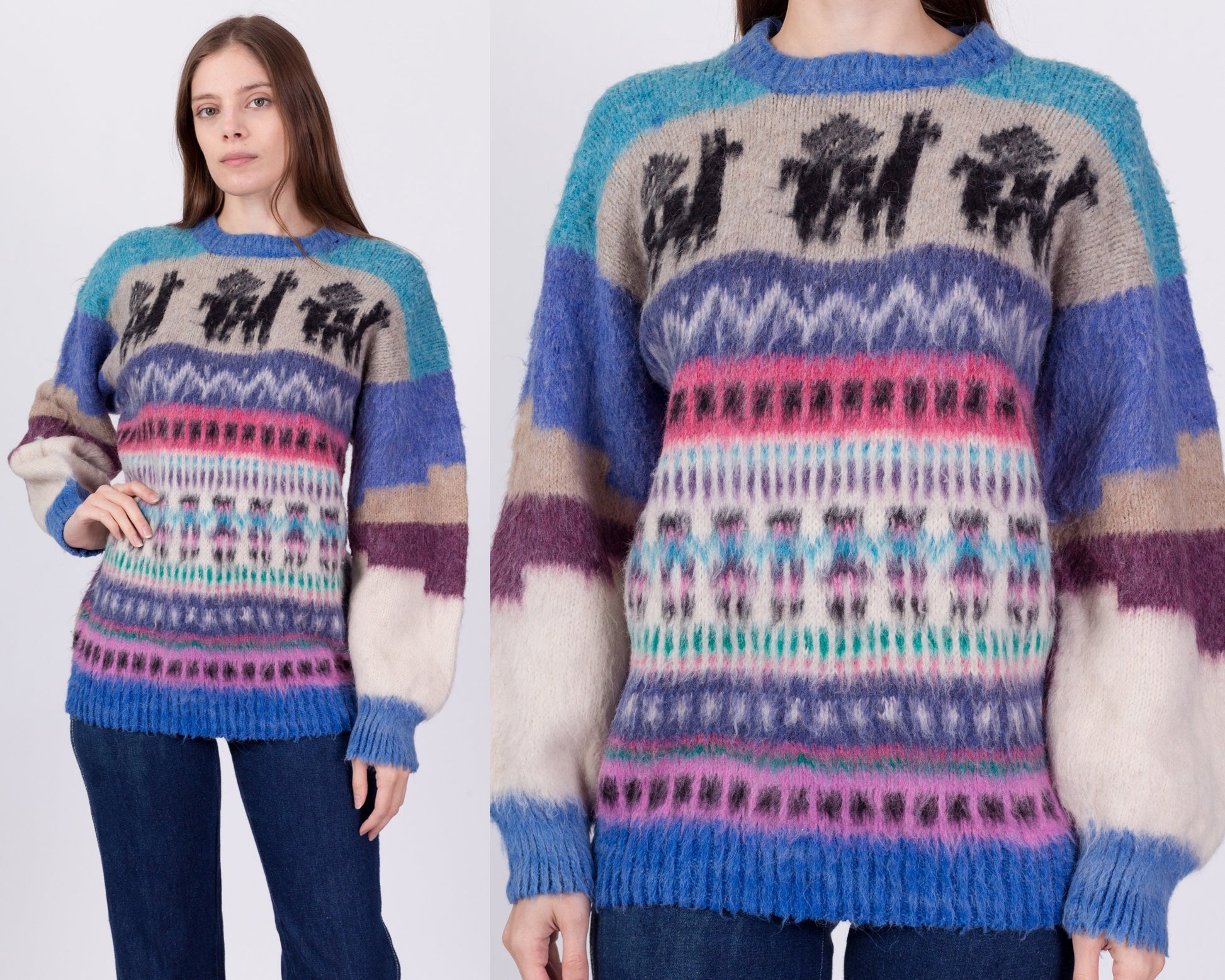 Vintage Alpaca Shaggy Knit Sweater - Men's Medium, Women's Large 