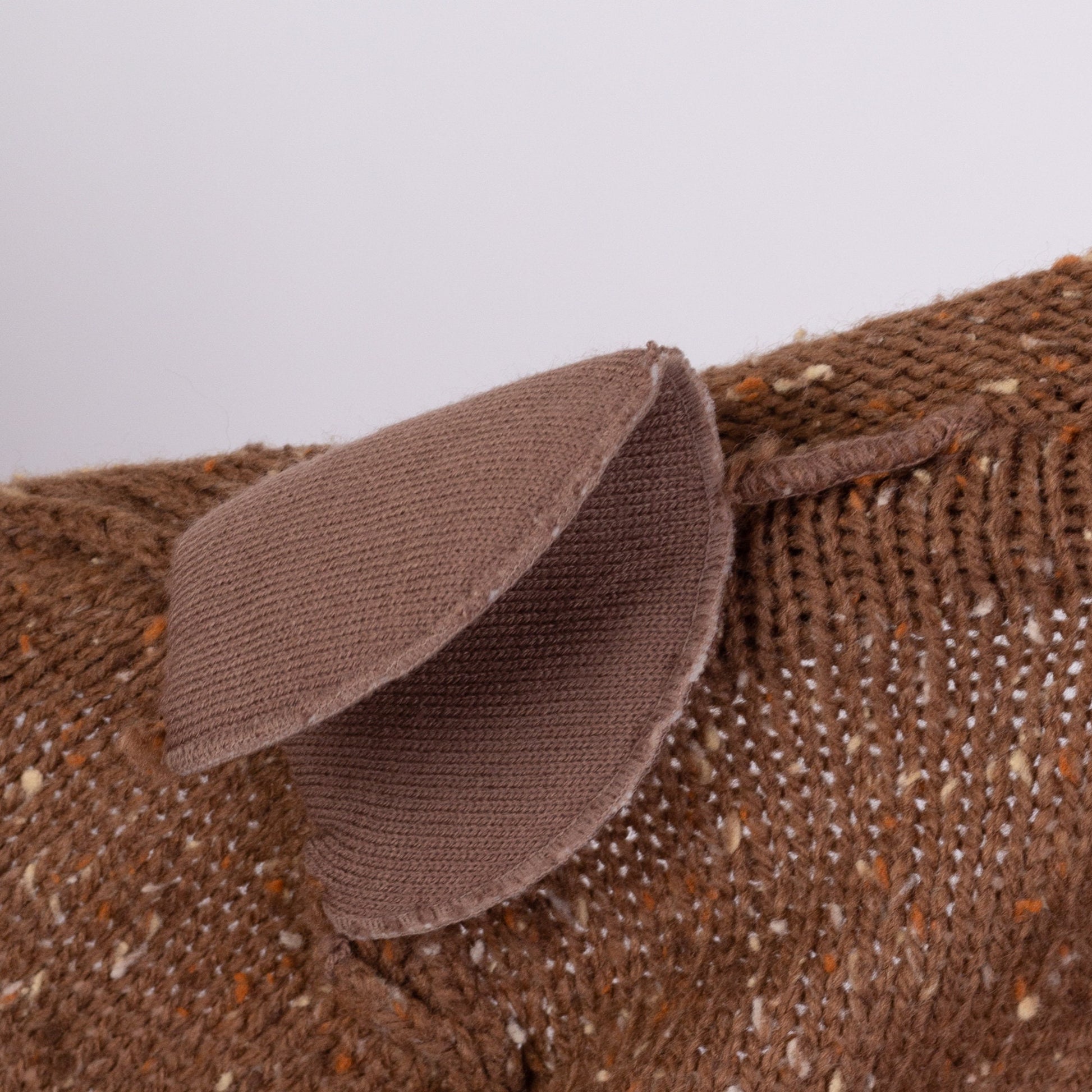 70s 80s Brown Confetti Knit Cardigan - Small 