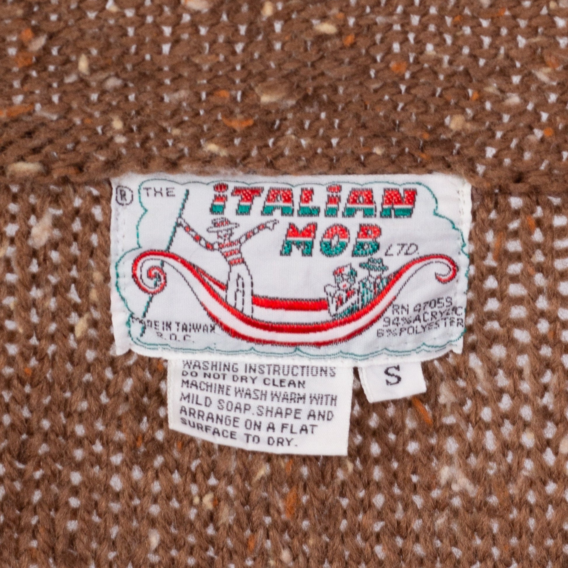 70s 80s Brown Confetti Knit Cardigan - Small 